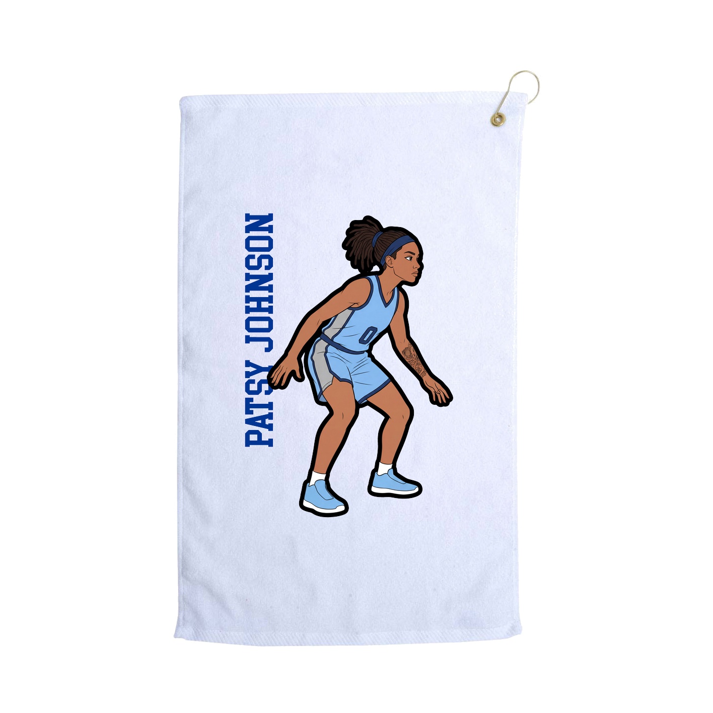 Golf Towel — Name Vertical in White