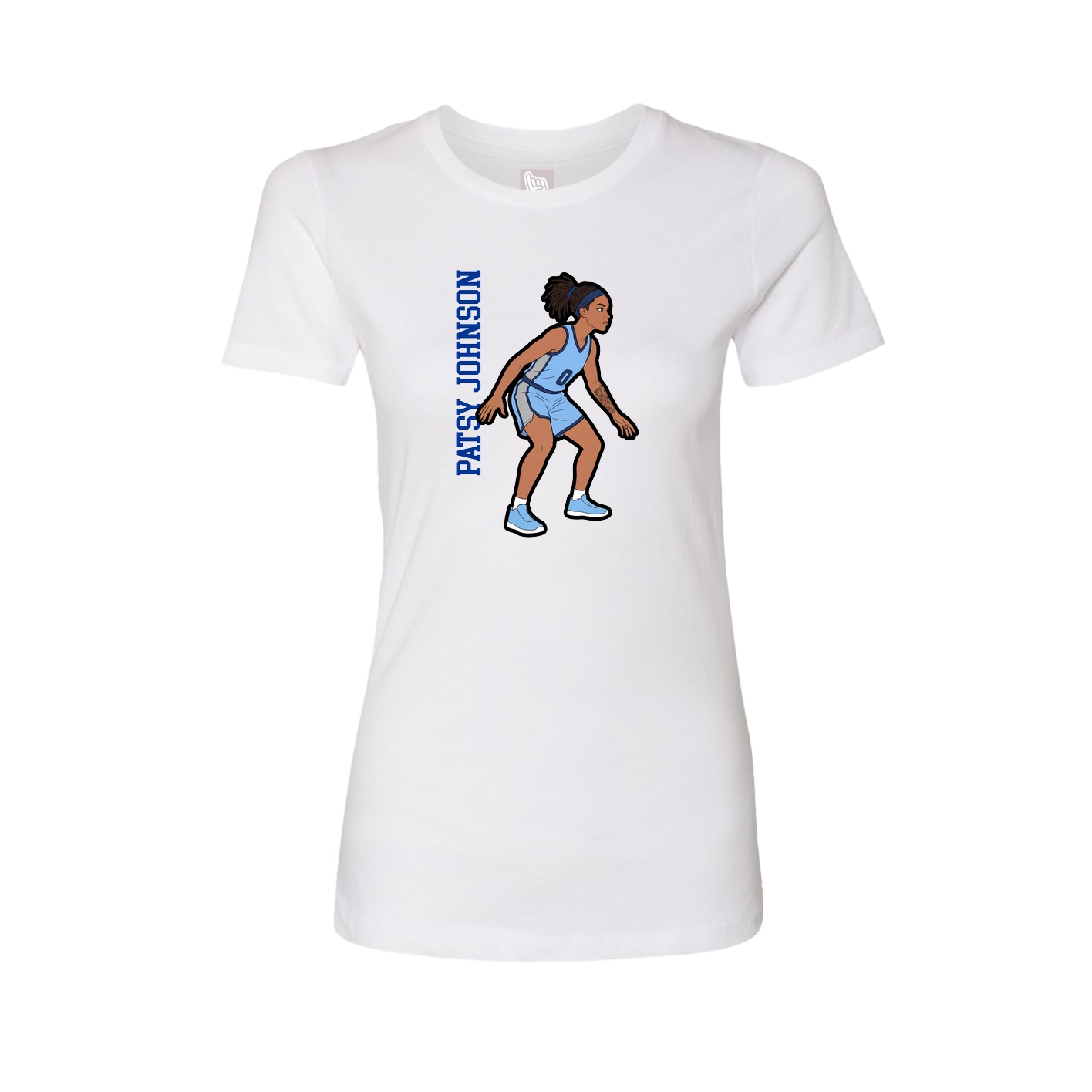 Fitted Women's Tee — Name Vertical in White