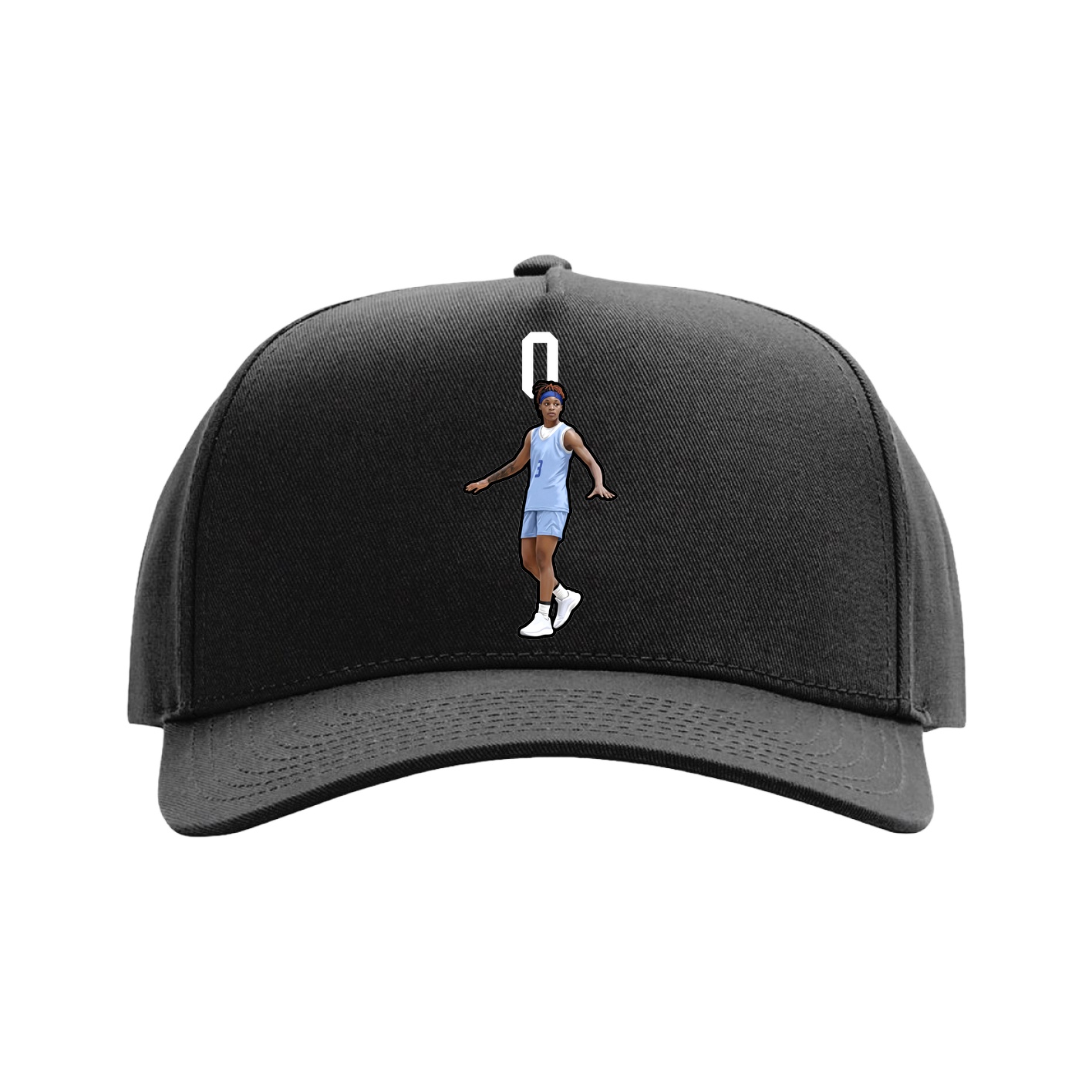 Full Fabric Five-Panel Champ Cap — Number Top in Black