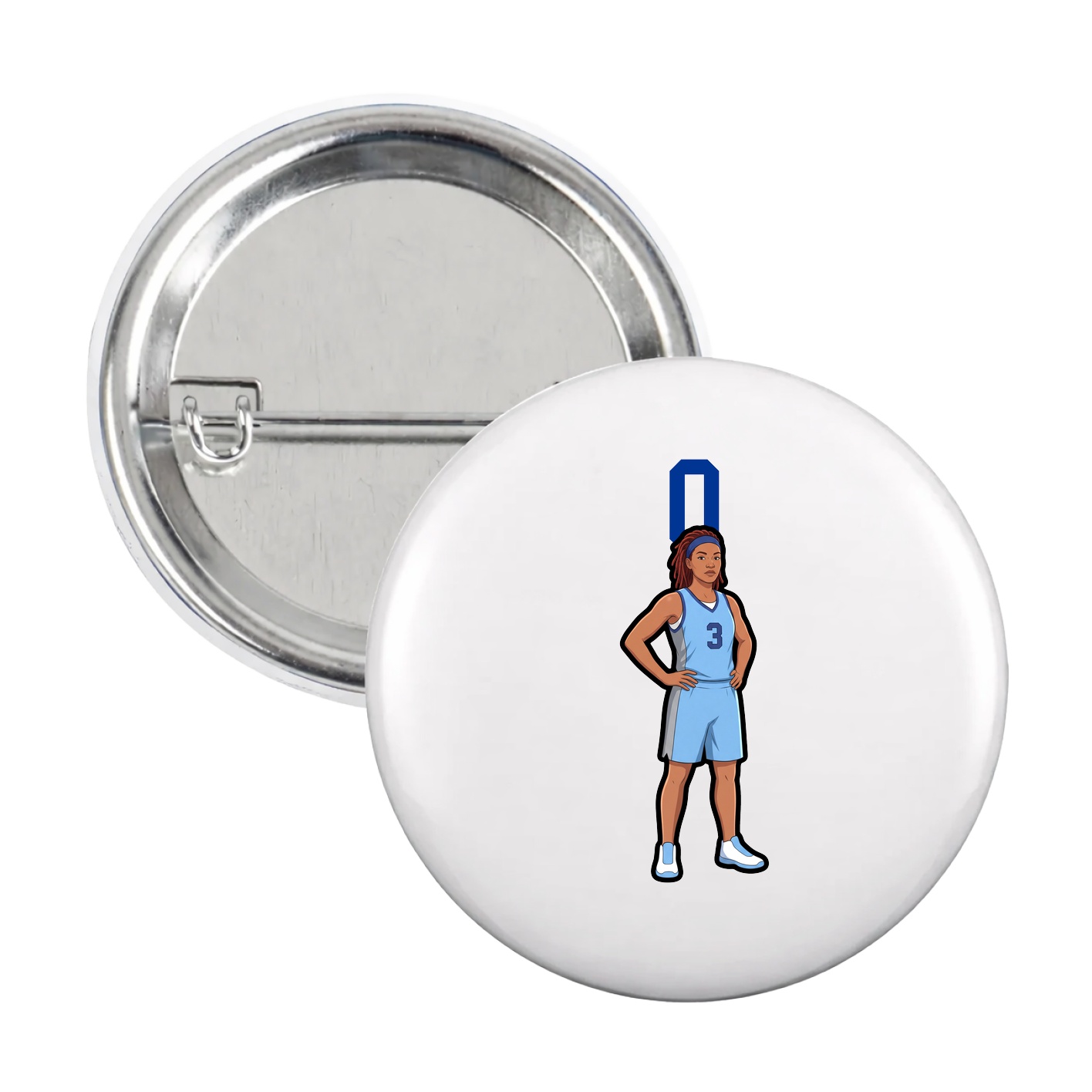 Game Day Button — Number Top in White