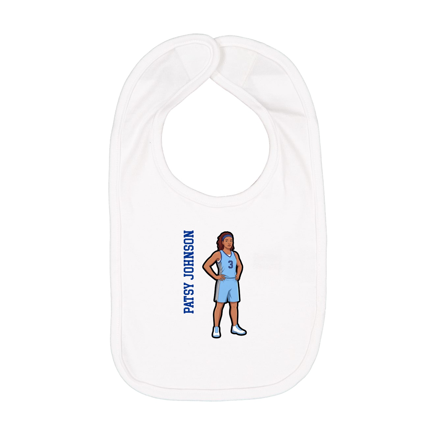 Infant Bib — Name Vertical in White