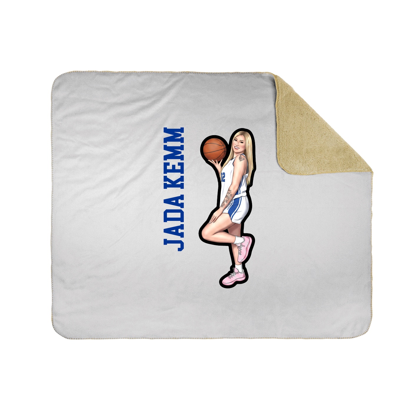 Throw Blanket — Name Vertical in White