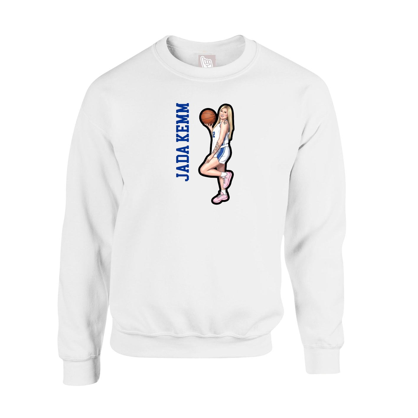 Fleece Crew — Name Vertical in White