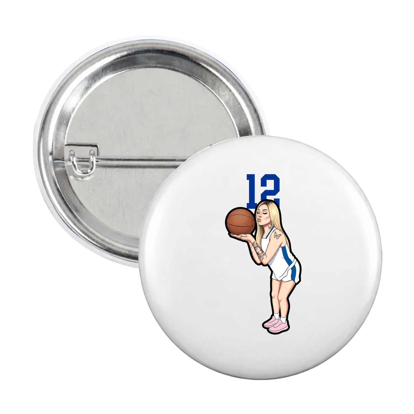 Game Day Button — Number Top in White