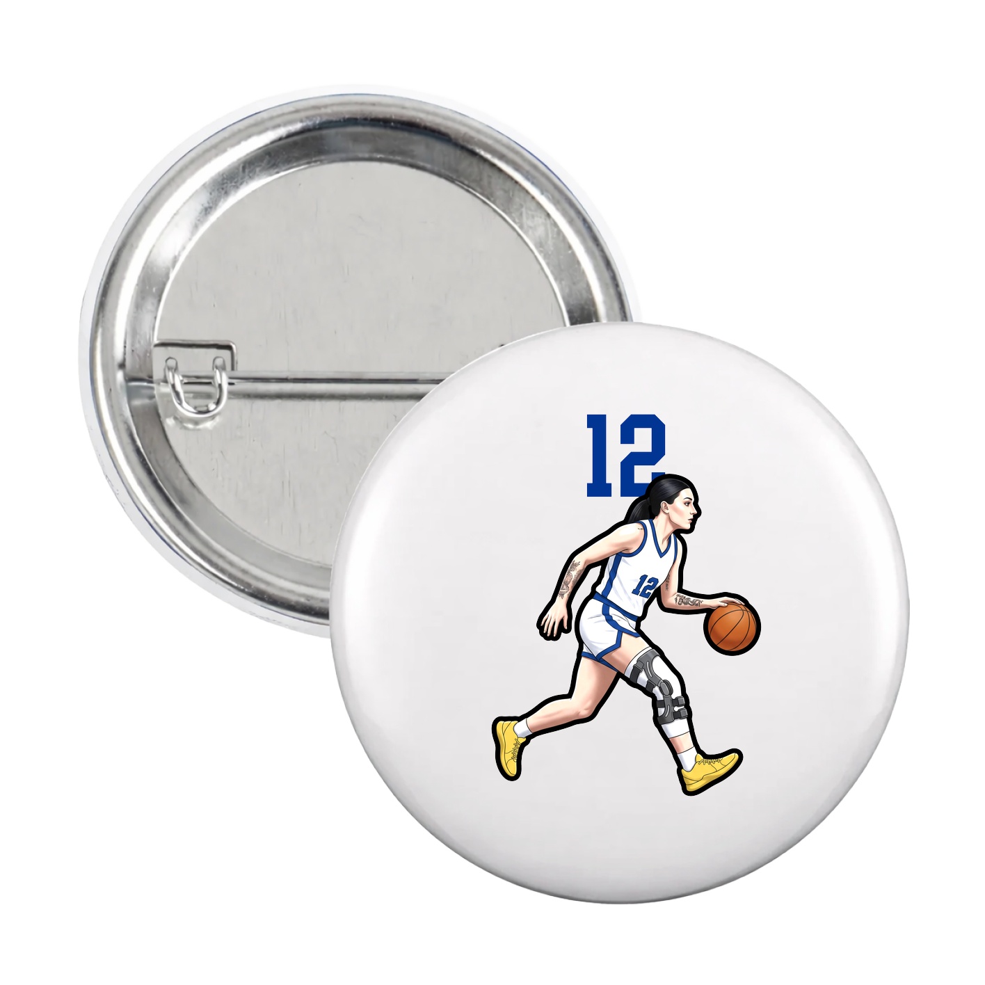Game Day Button — Number Top in White