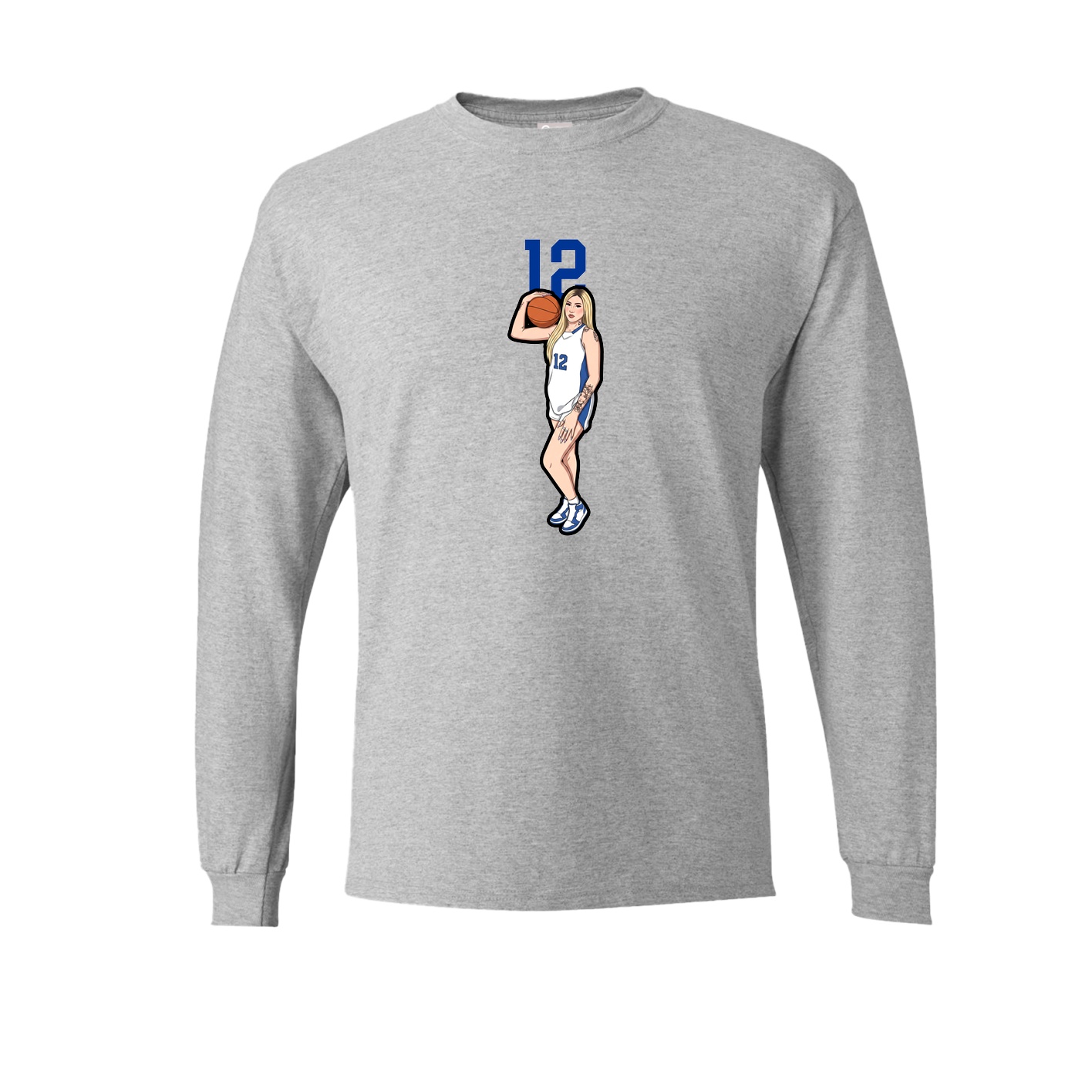 Long Sleeve Tee — Number Top in Grey