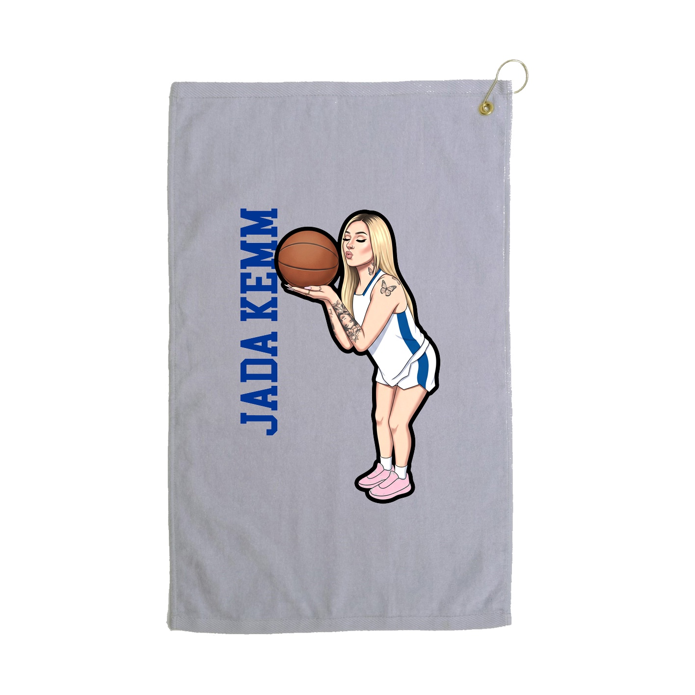Golf Towel — Name Vertical in Grey