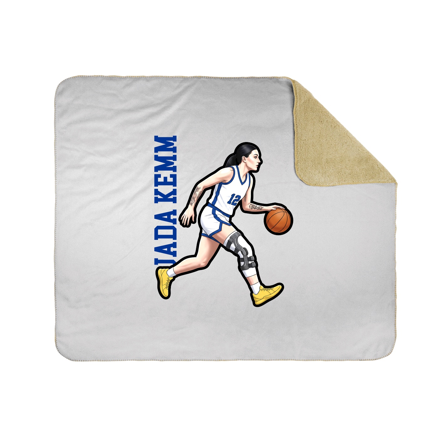 Throw Blanket — Name Vertical in White