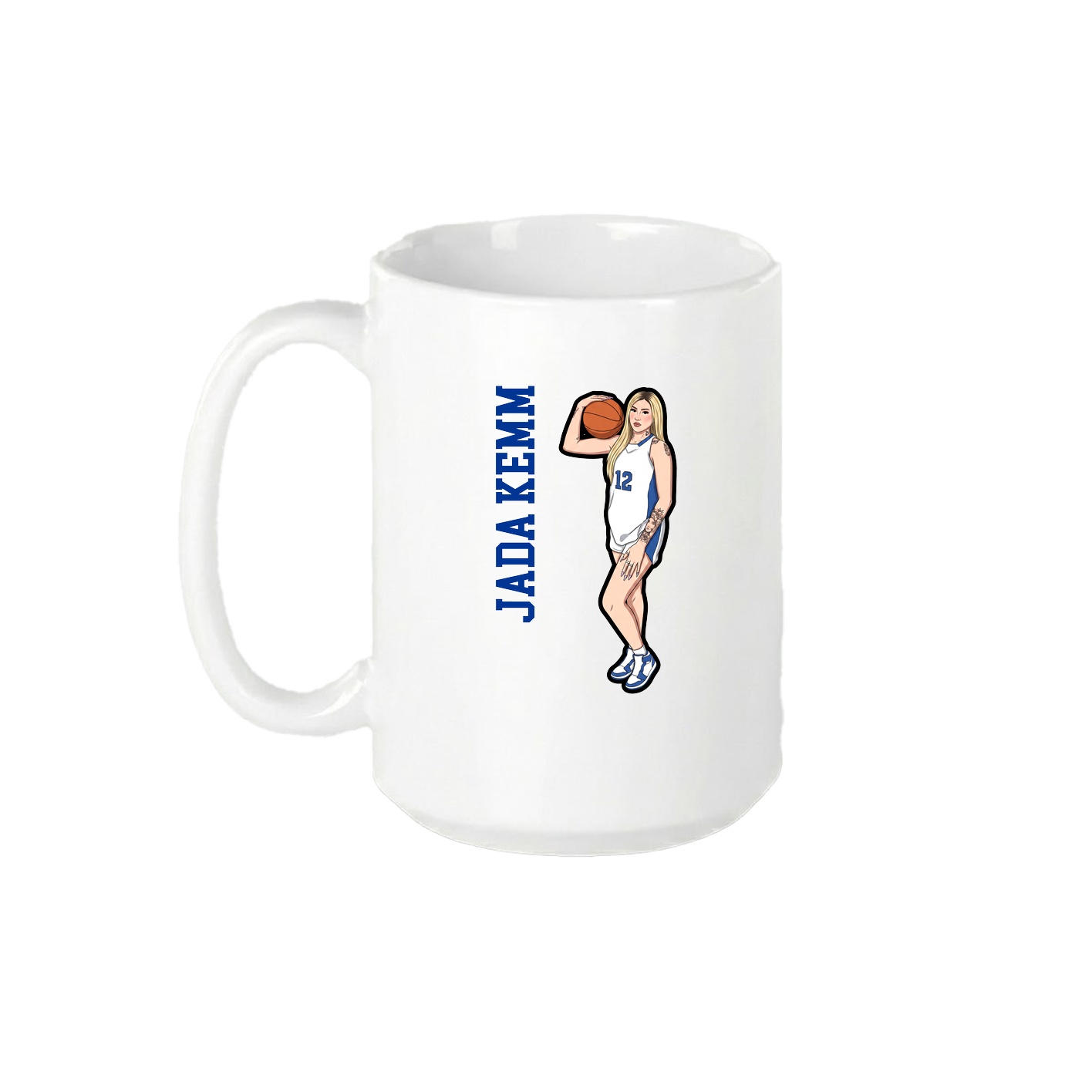 15oz Coffee Mug — Name Vertical in White