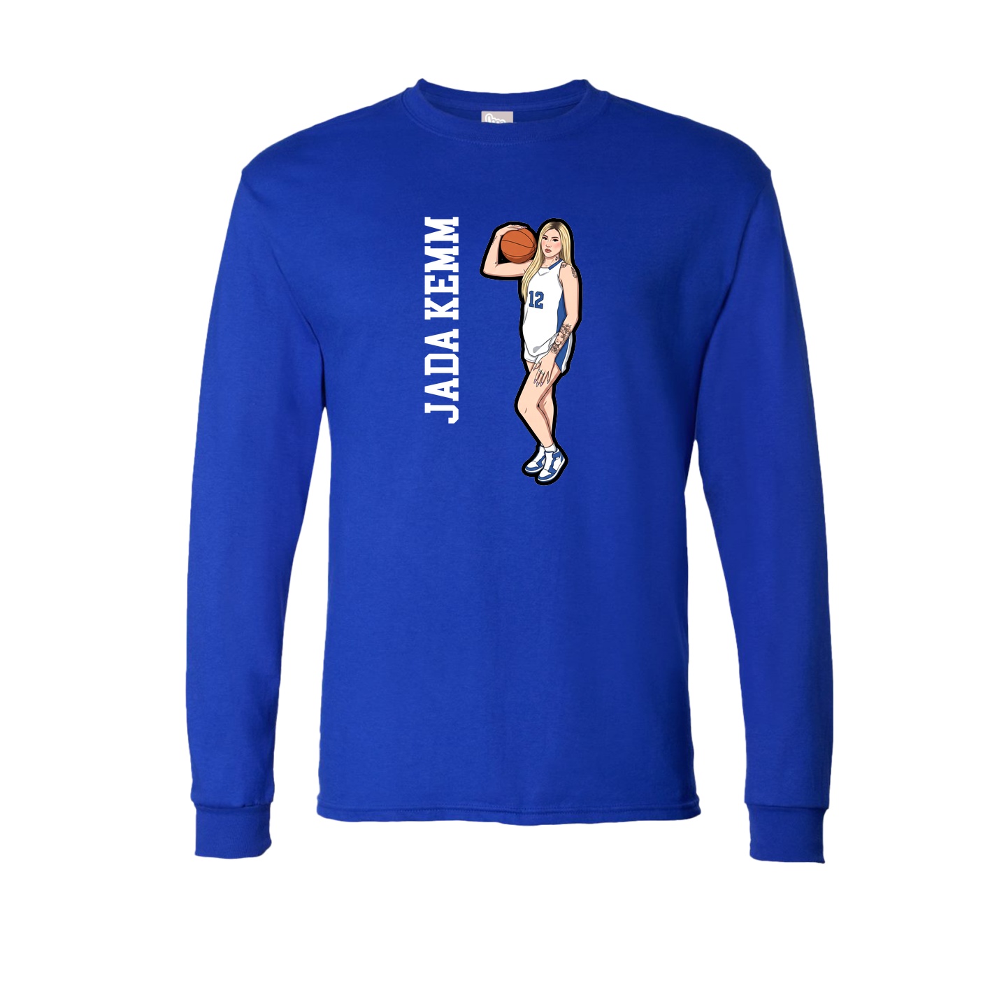 Long Sleeve Tee — Name Vertical in Royal