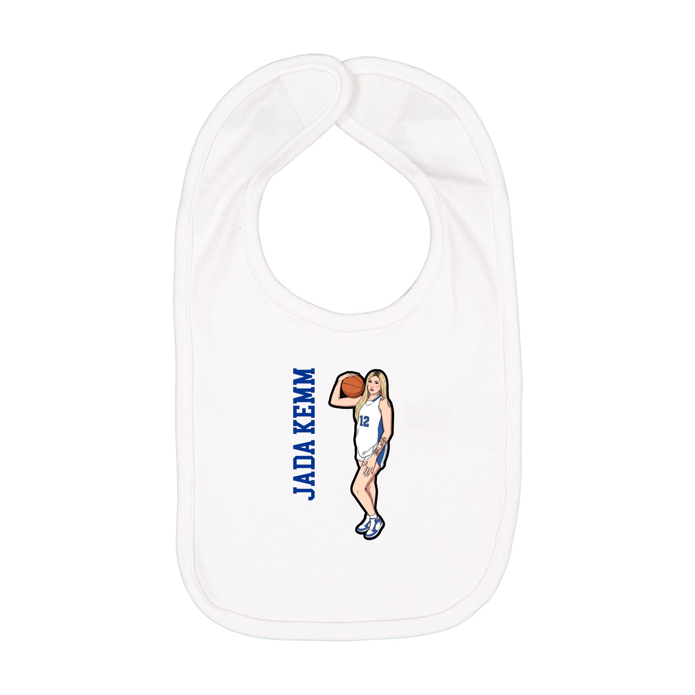 Infant Bib — Name Vertical in White