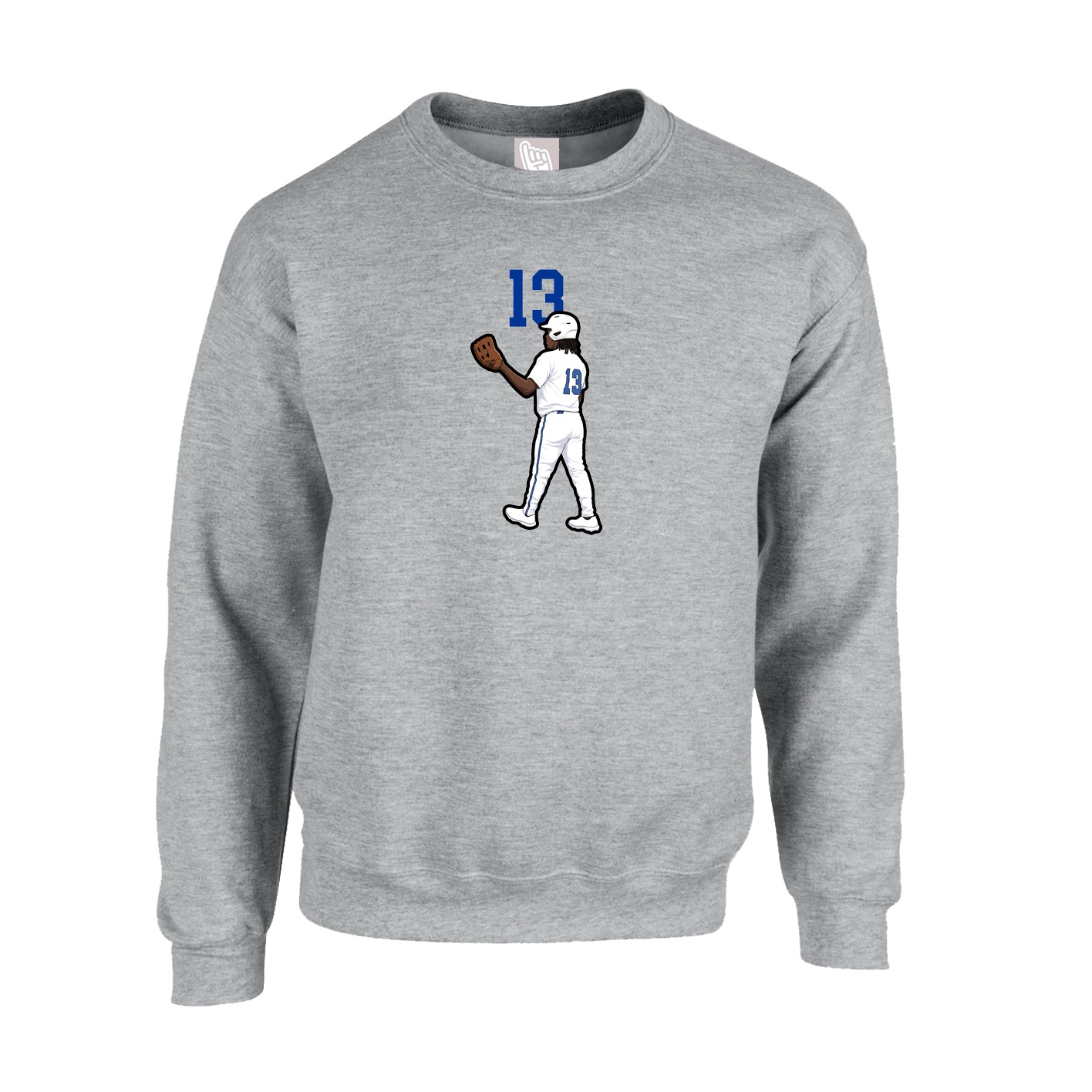 Fleece Crew — Number Top in Grey