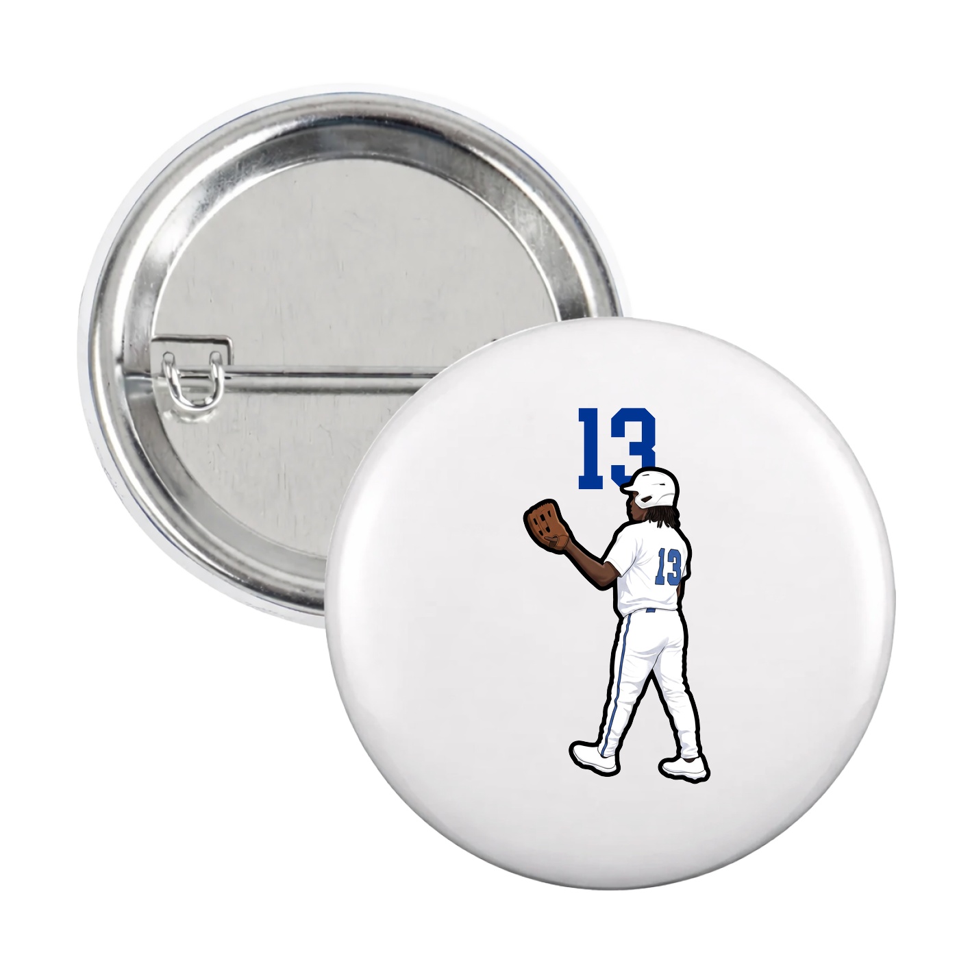 Game Day Button — Number Top in White