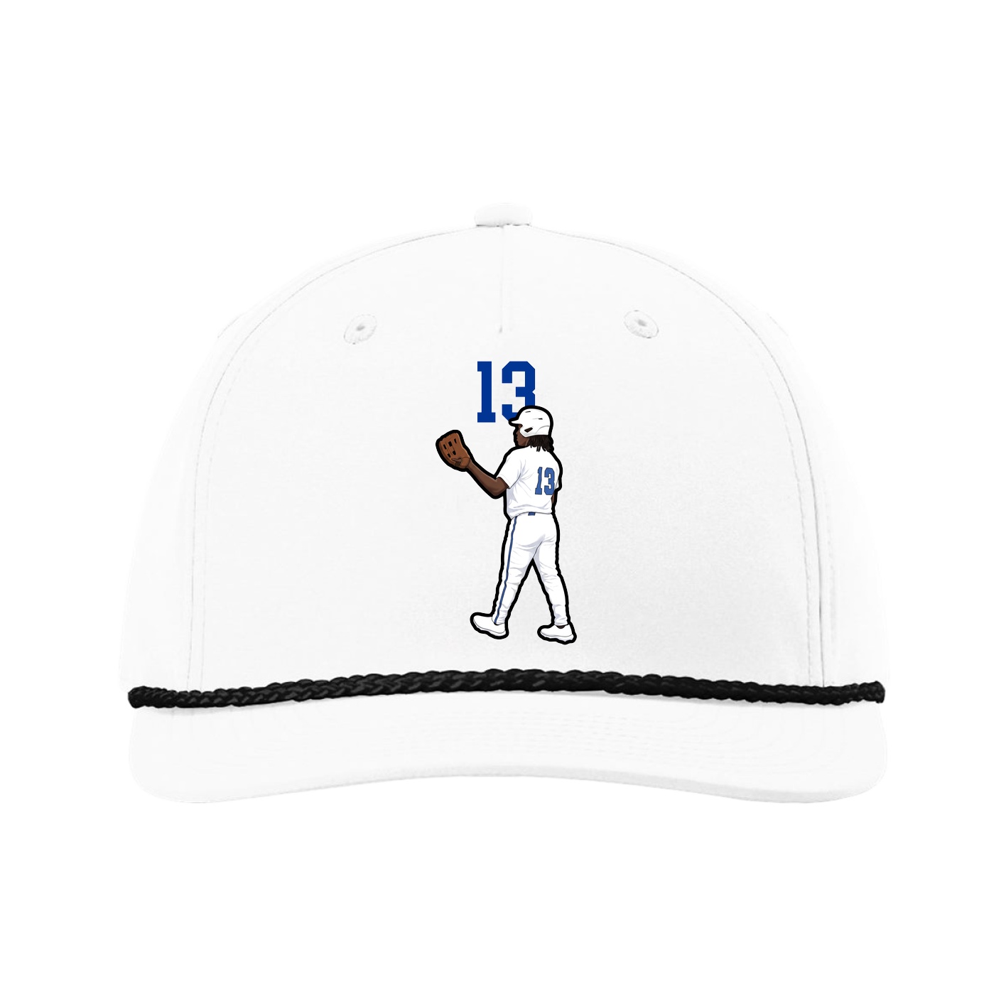 Five-Panel Classic Rope Cap — Number Top in White
