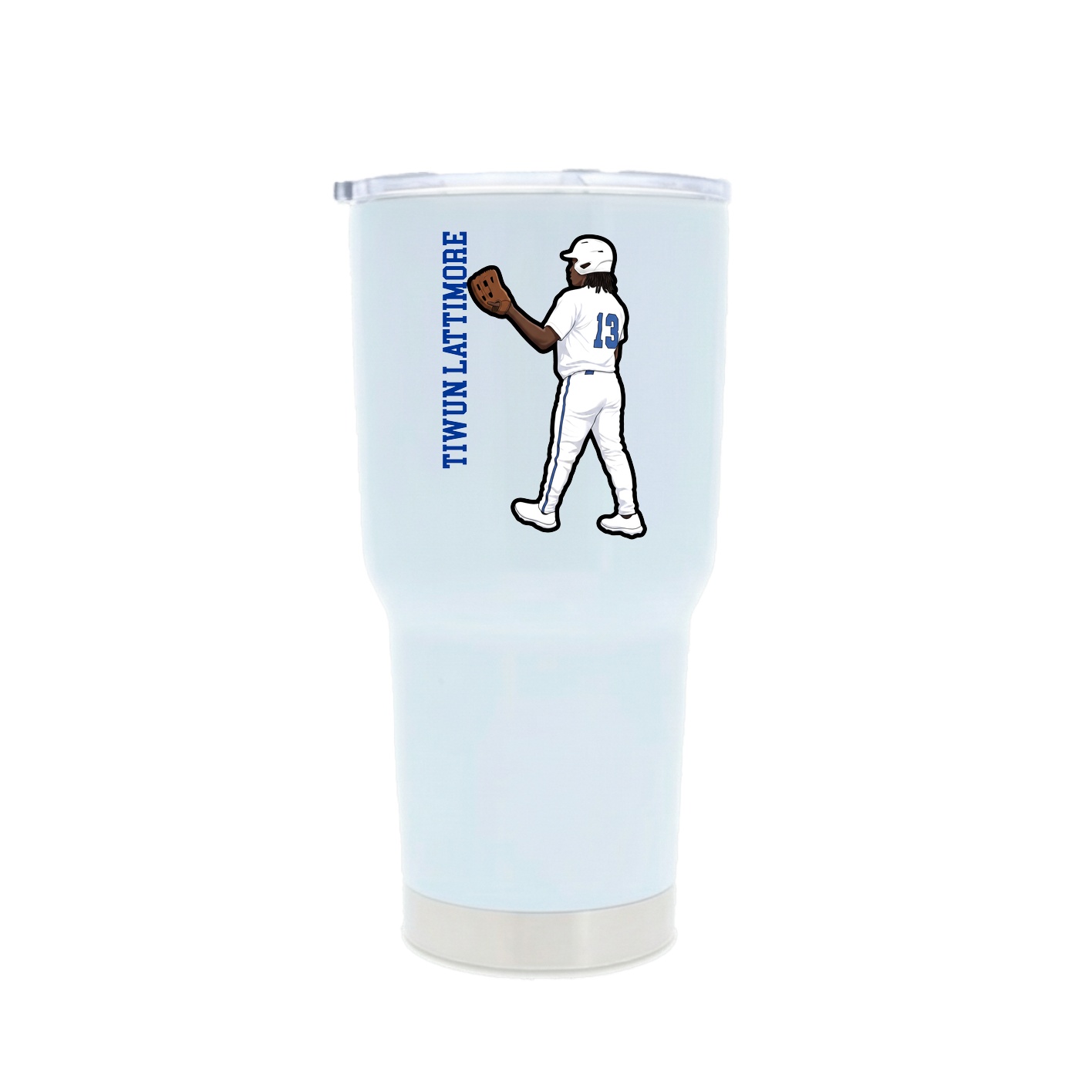 30oz Stainless Steel Tumbler — Name Vertical in White