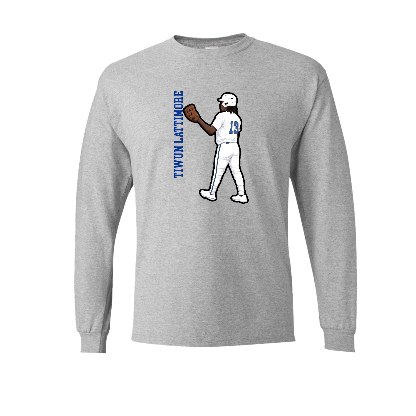 Long Sleeve Tee — Name Vertical in Grey