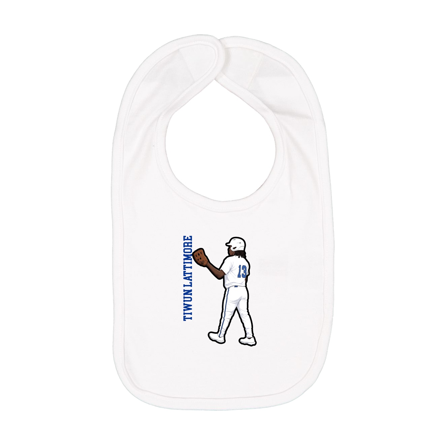 Infant Bib — Name Vertical in White