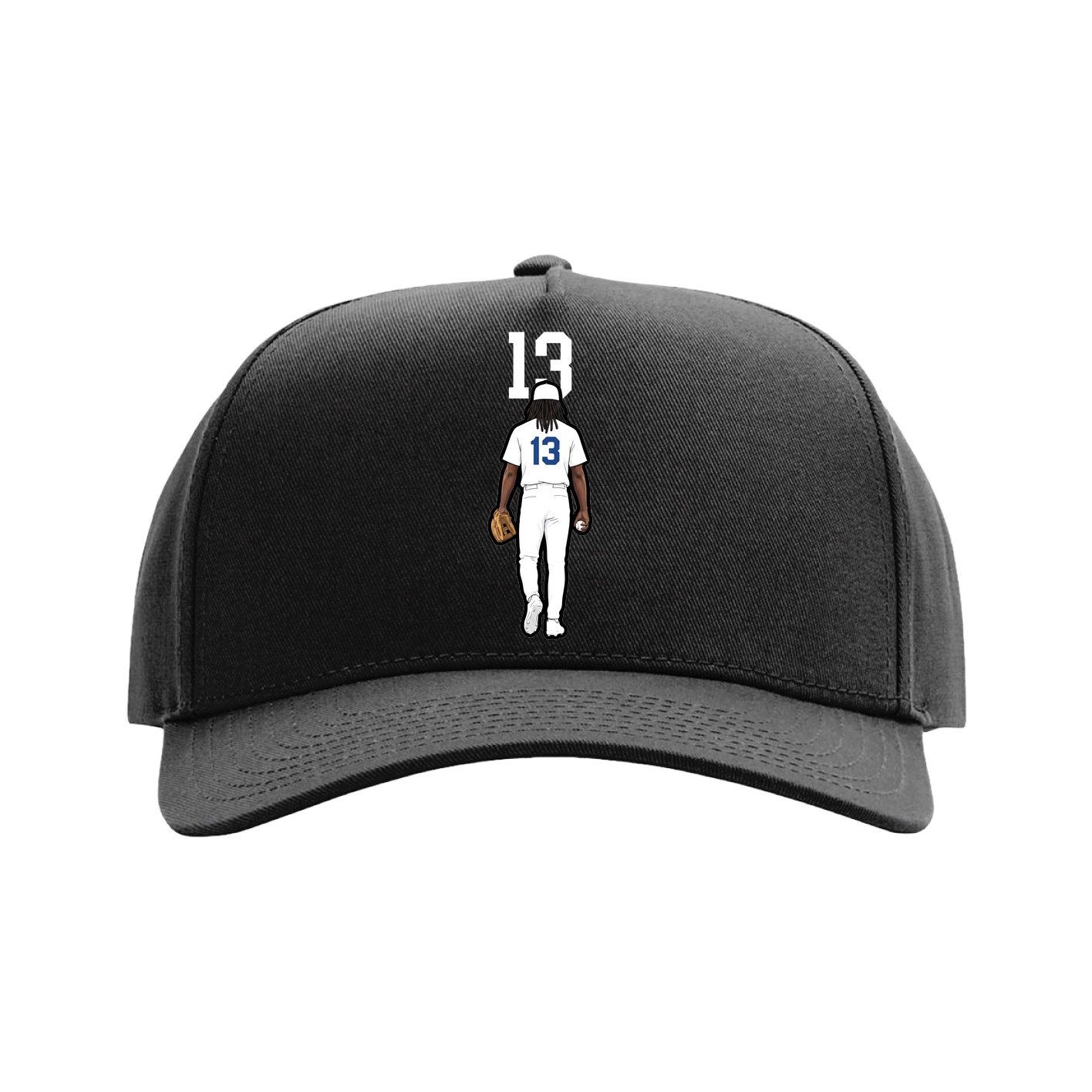 Full Fabric Five-Panel Champ Cap — Number Top in Black