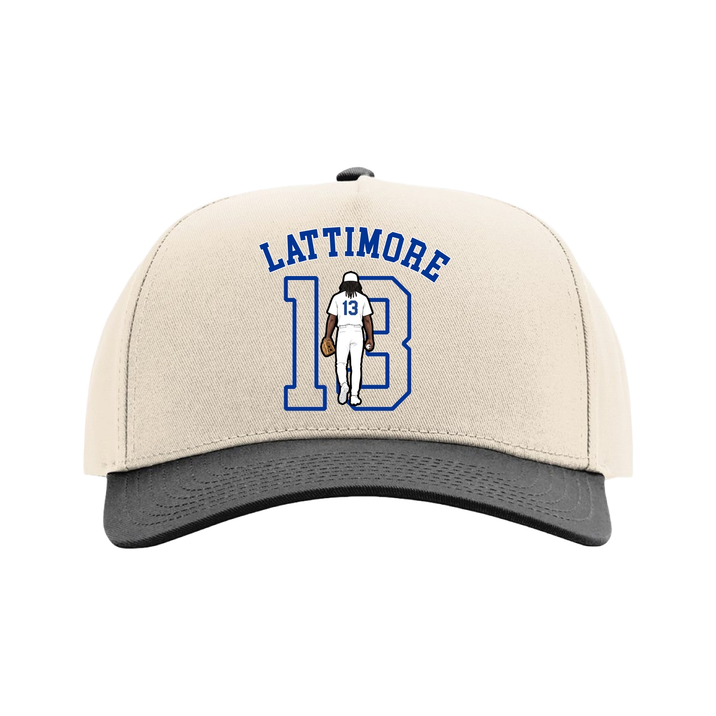 Full Fabric Five-Panel Champ Cap — Shirsey Arch in Cream/Black