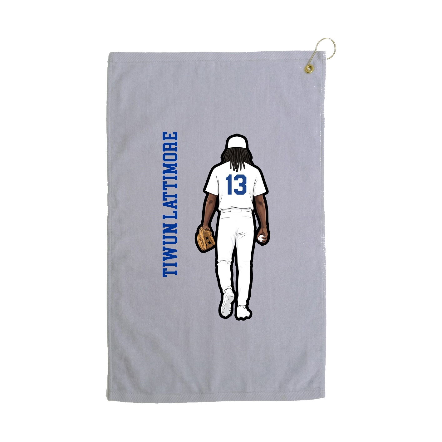 Golf Towel — Name Vertical in Grey