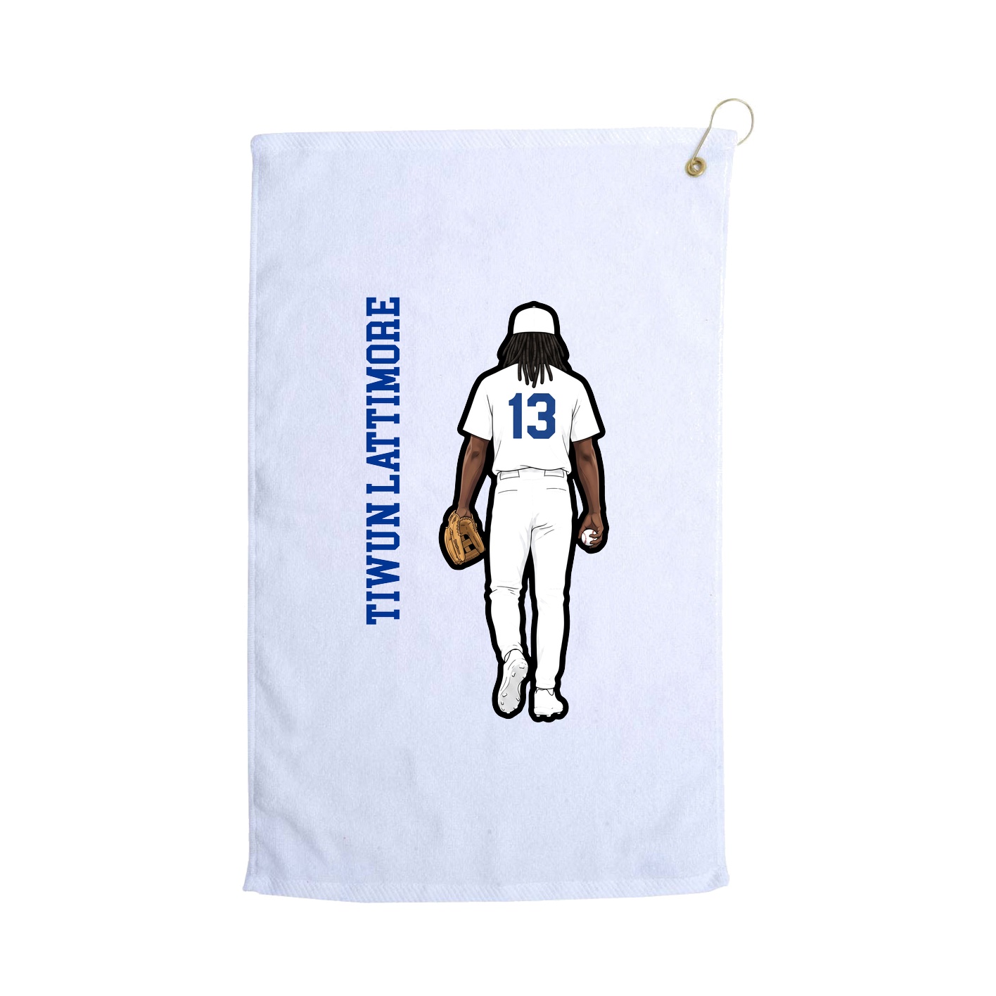 Golf Towel — Name Vertical in White