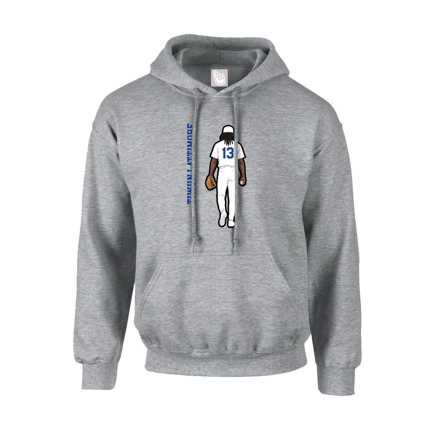 Hoodie — Name Vertical in Grey