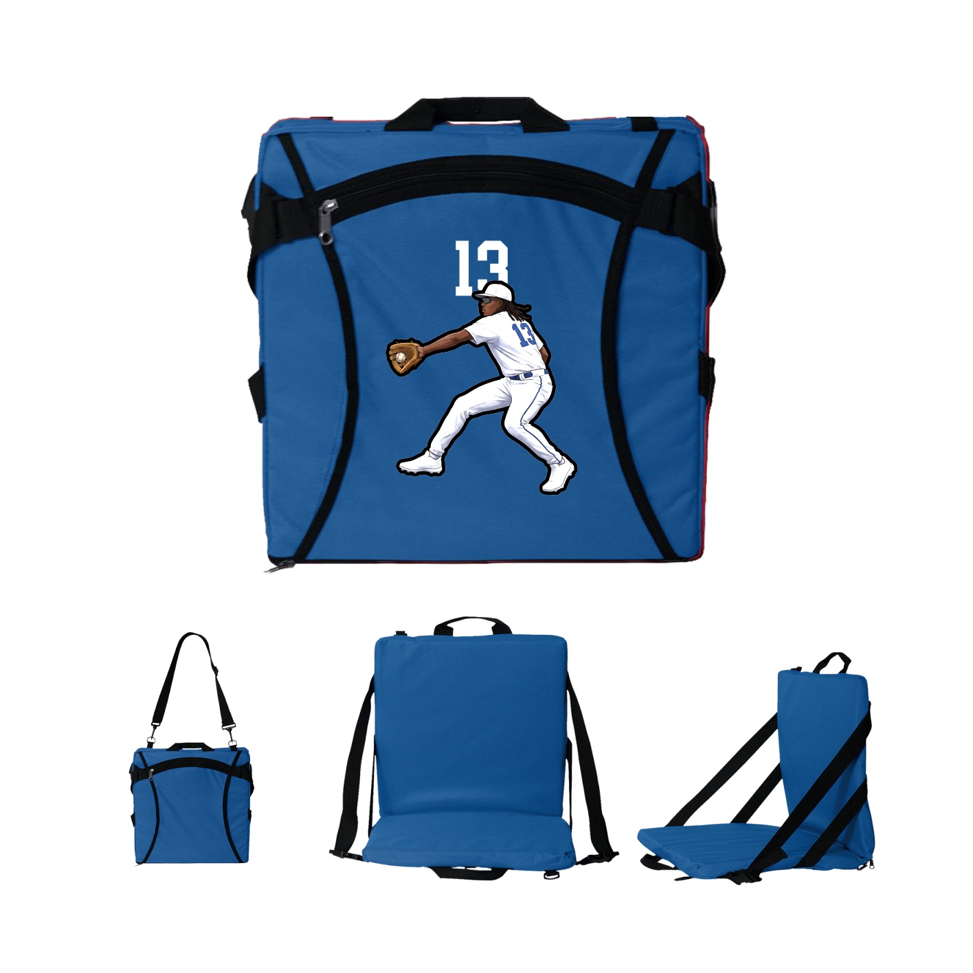 Folding Stadium Seat — Number Top in Royal