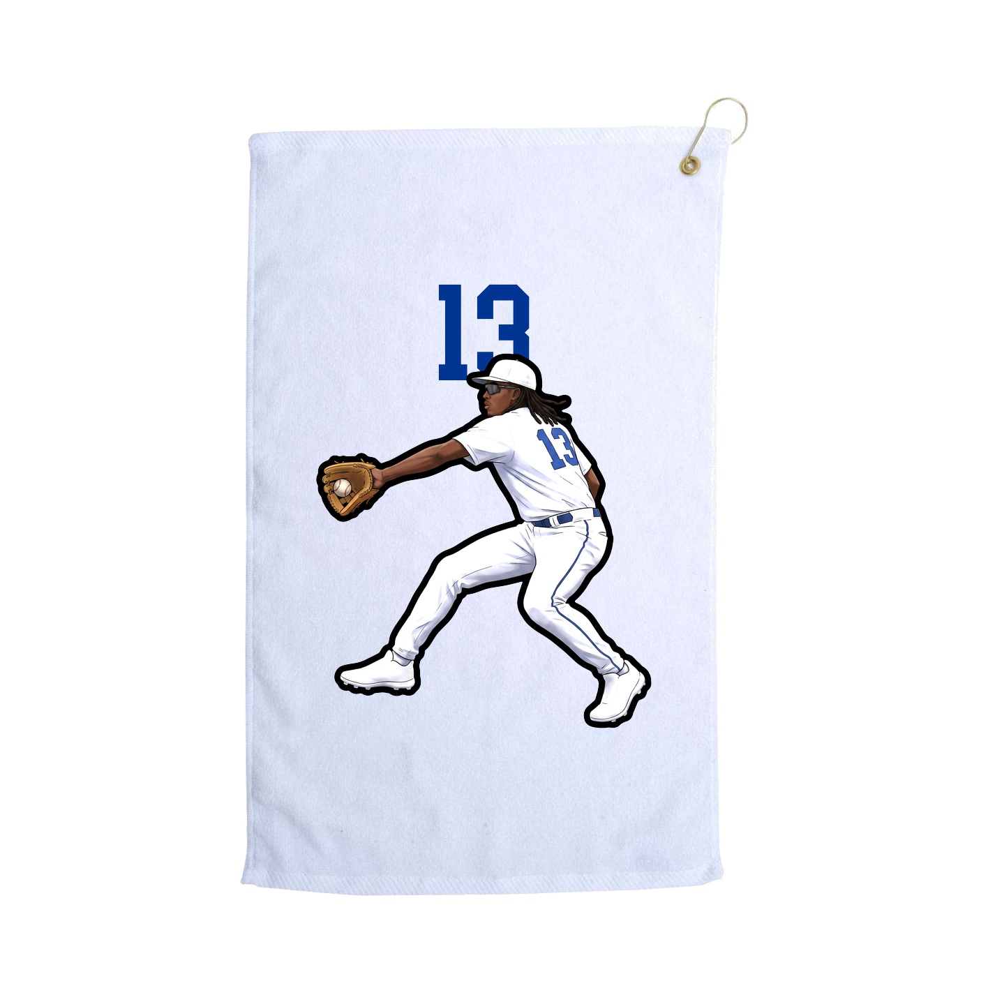Golf Towel — Number Top in White