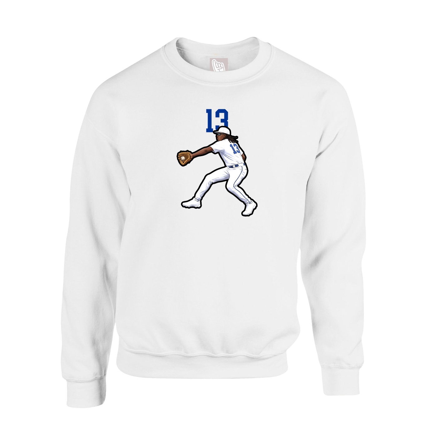 Fleece Crew — Number Top in White