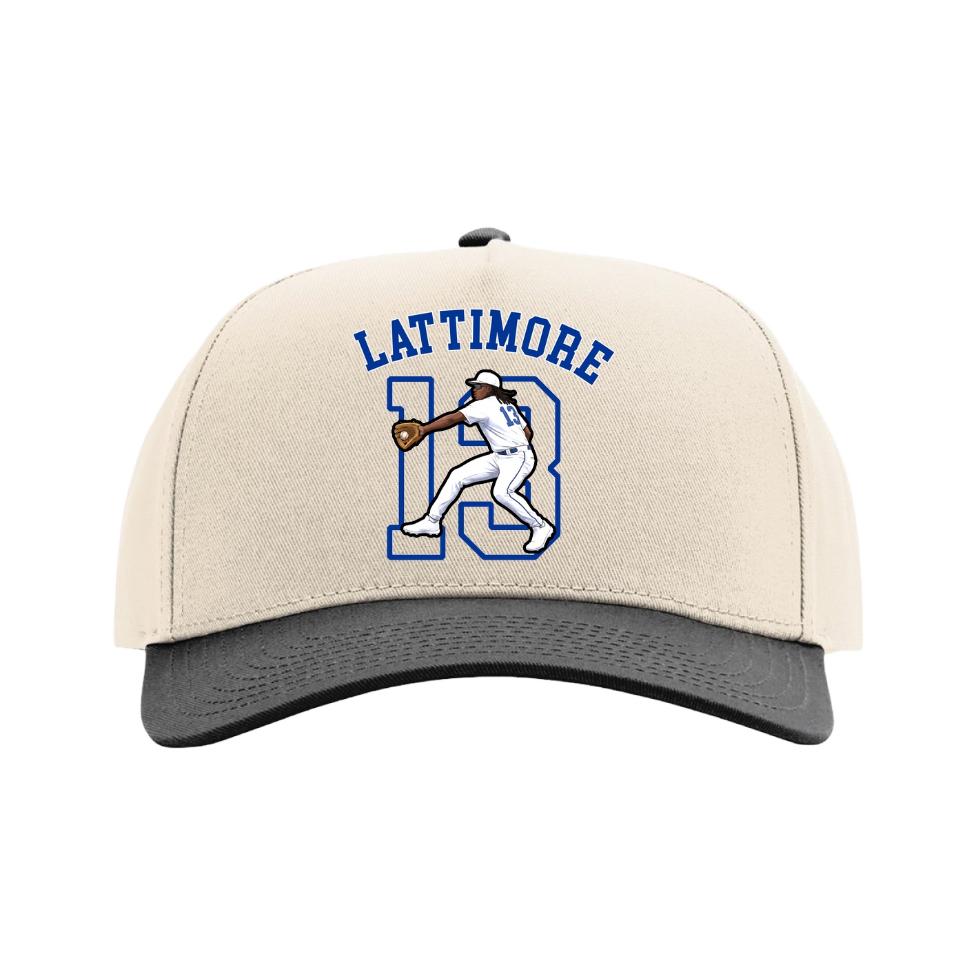 Full Fabric Five-Panel Champ Cap — Shirsey Arch in Cream/Black