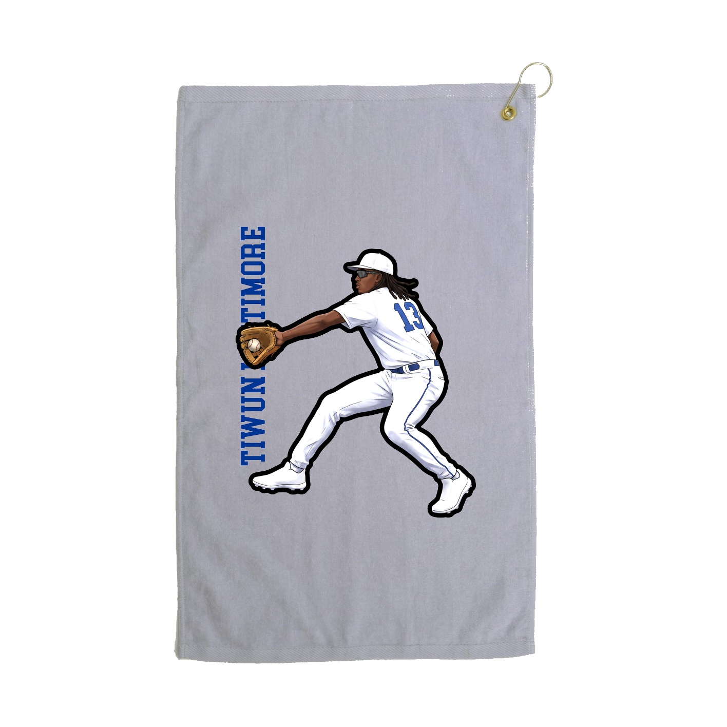 Golf Towel — Name Vertical in Grey
