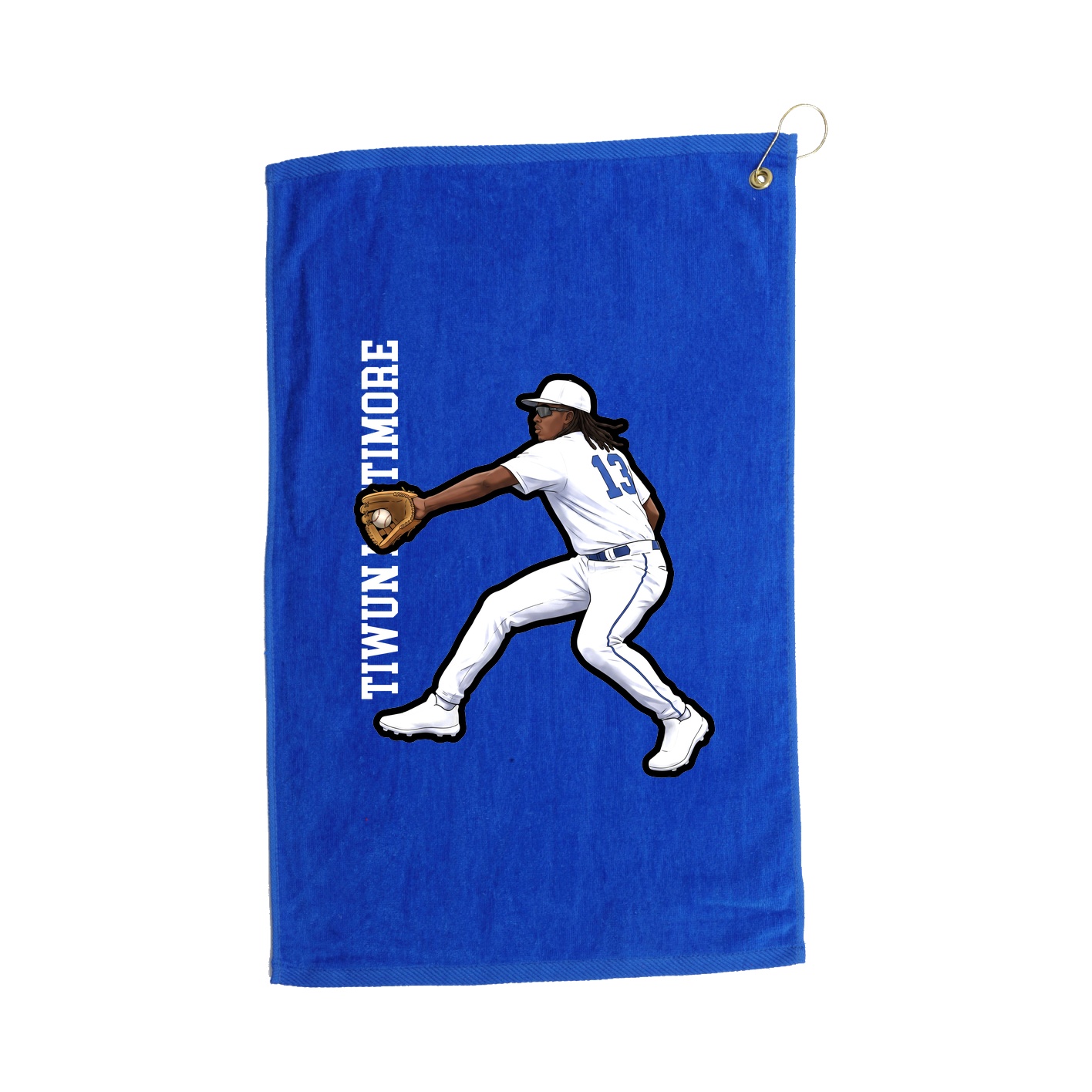 Golf Towel — Name Vertical in Royal