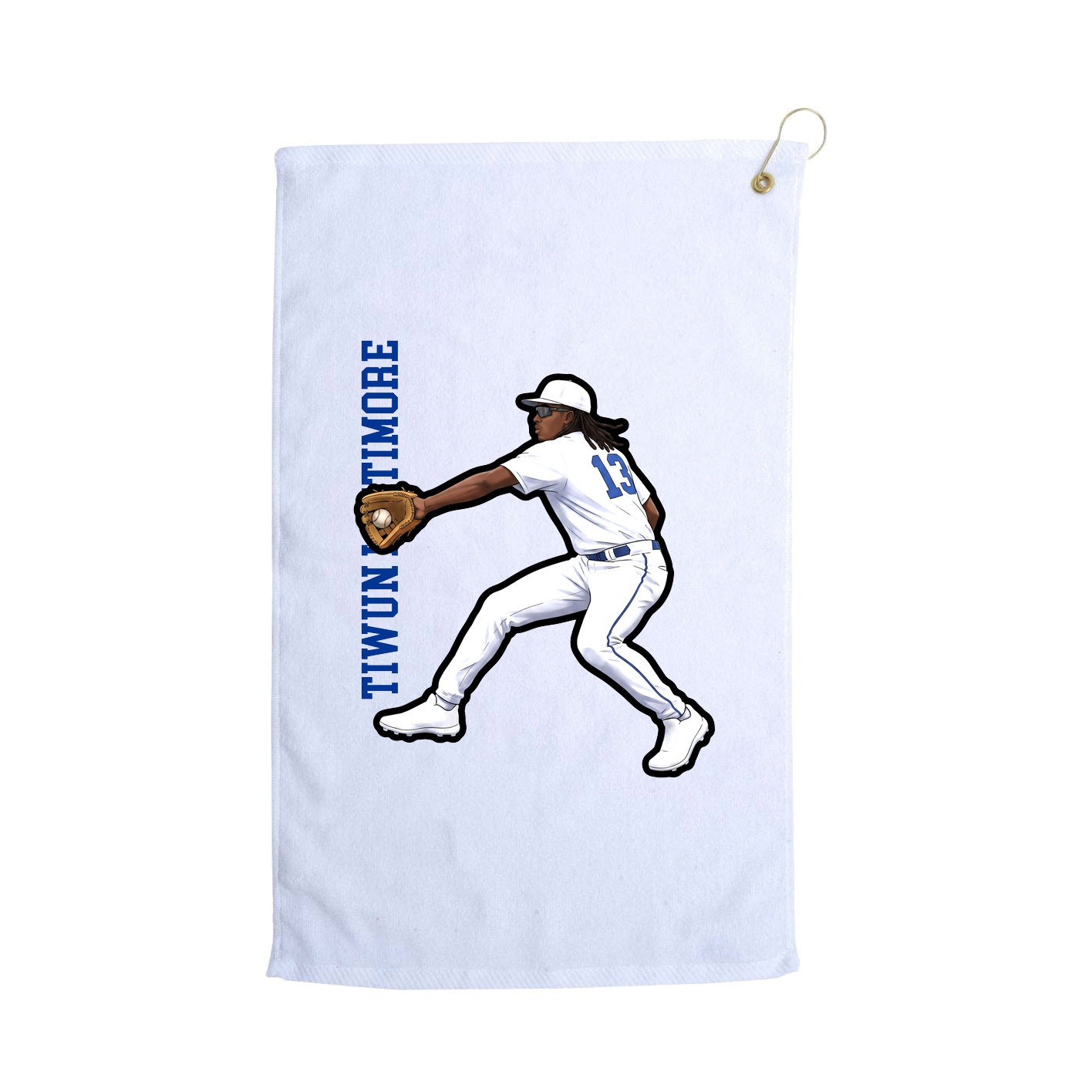 Golf Towel — Name Vertical in White