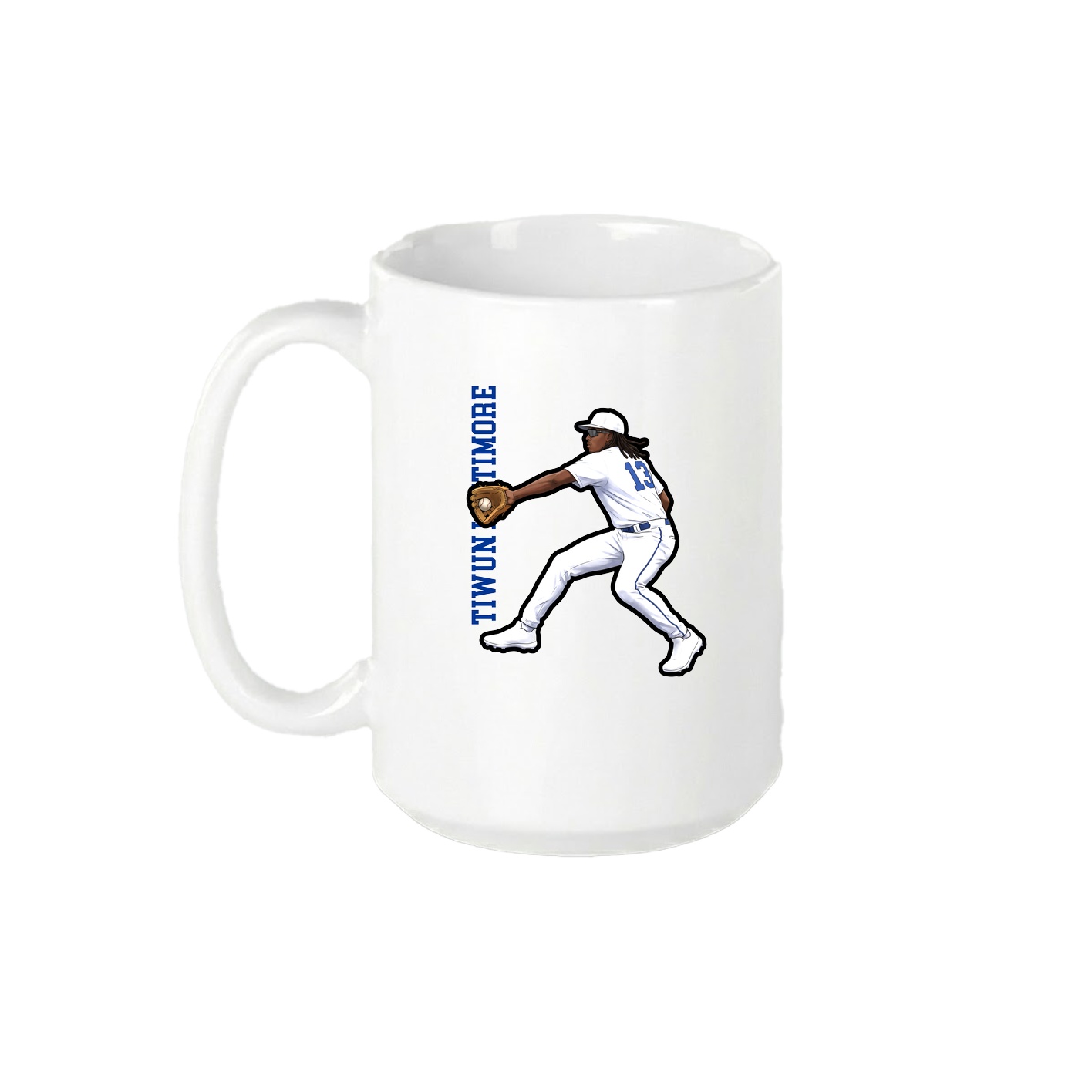 15oz Coffee Mug — Name Vertical in White