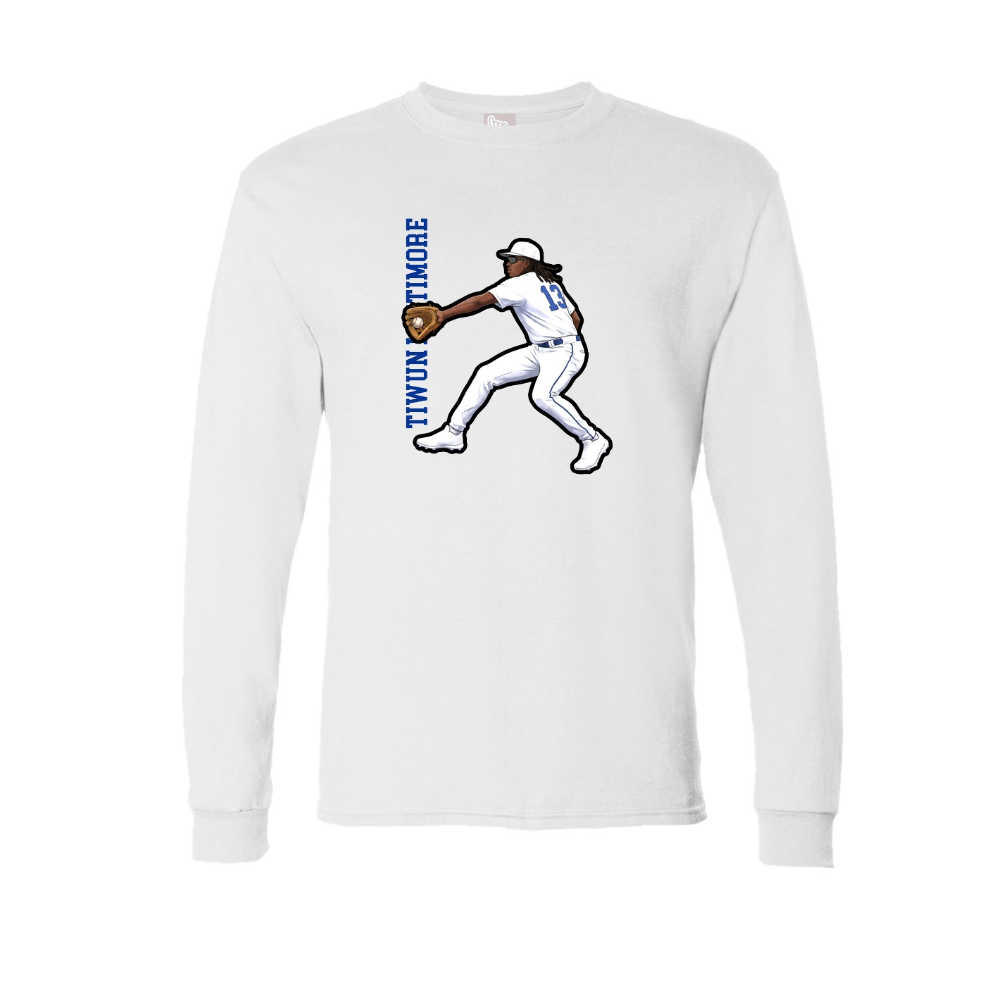 Long Sleeve Tee — Name Vertical in White
