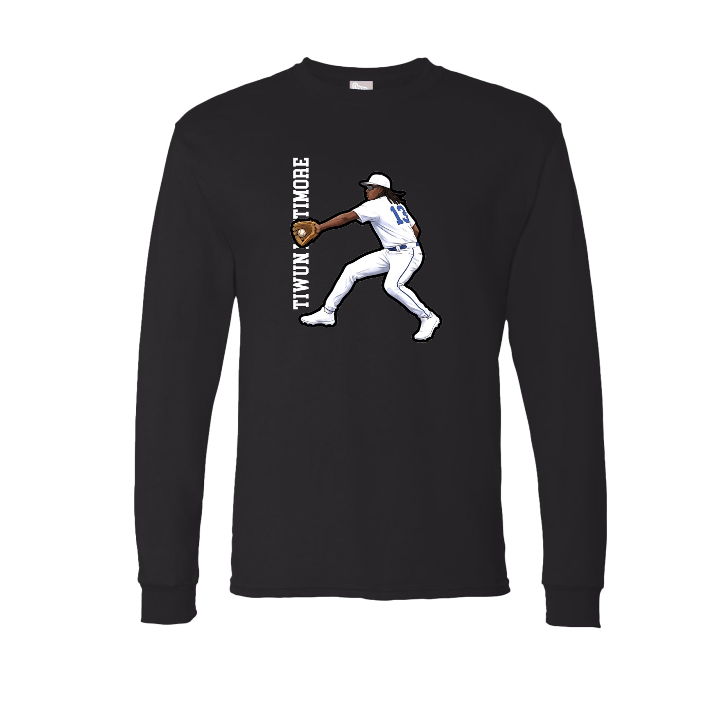Long Sleeve Tee — Name Vertical in Black