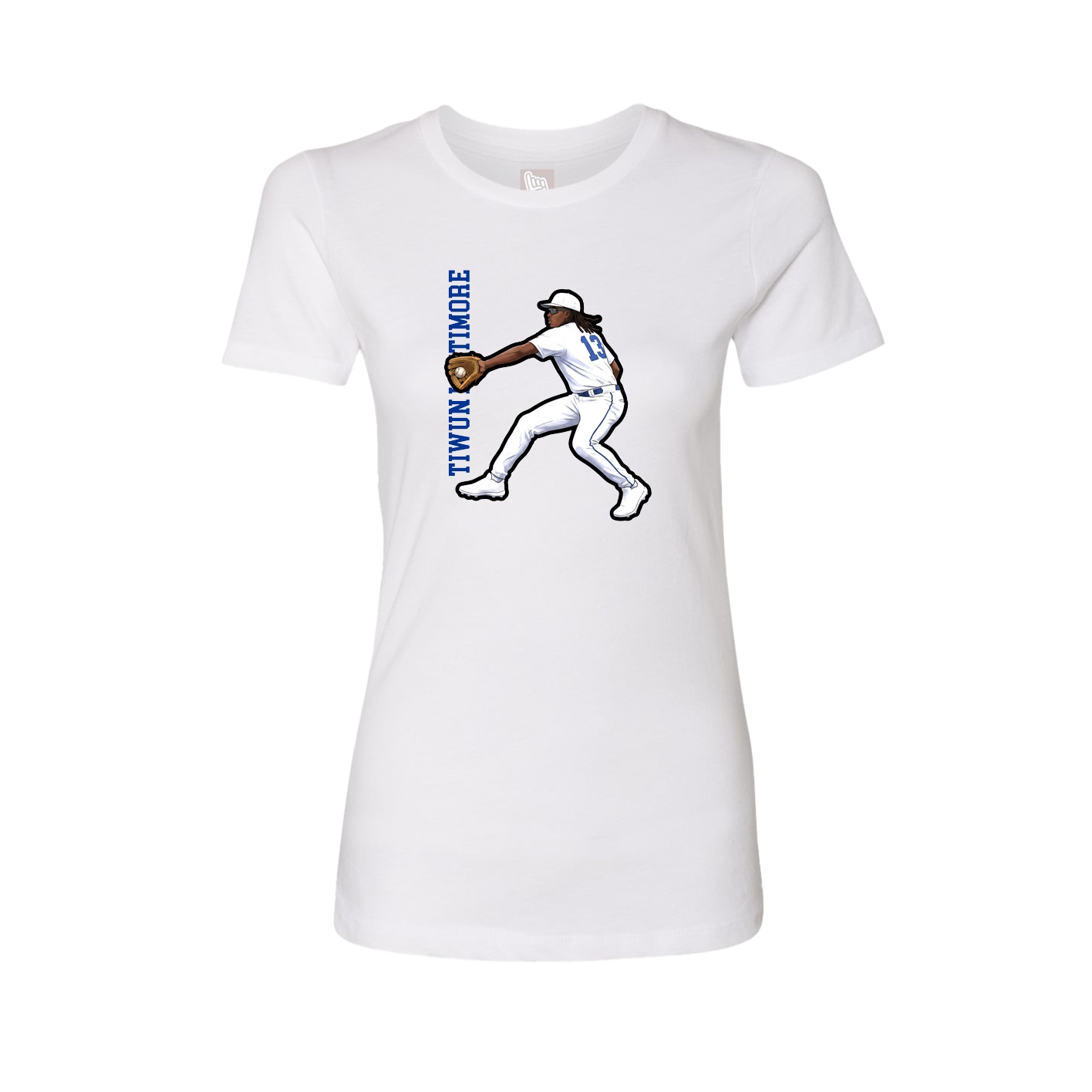 Womens Tee — Name Vertical in White