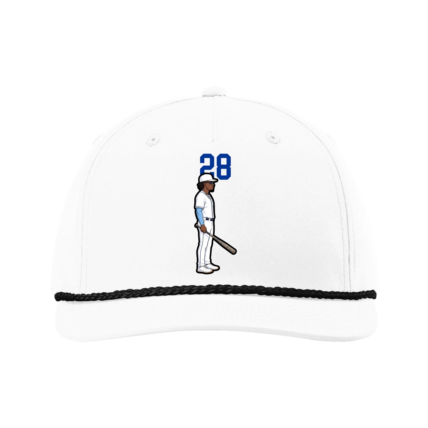 Five-Panel Classic Rope Cap — Number Top in White