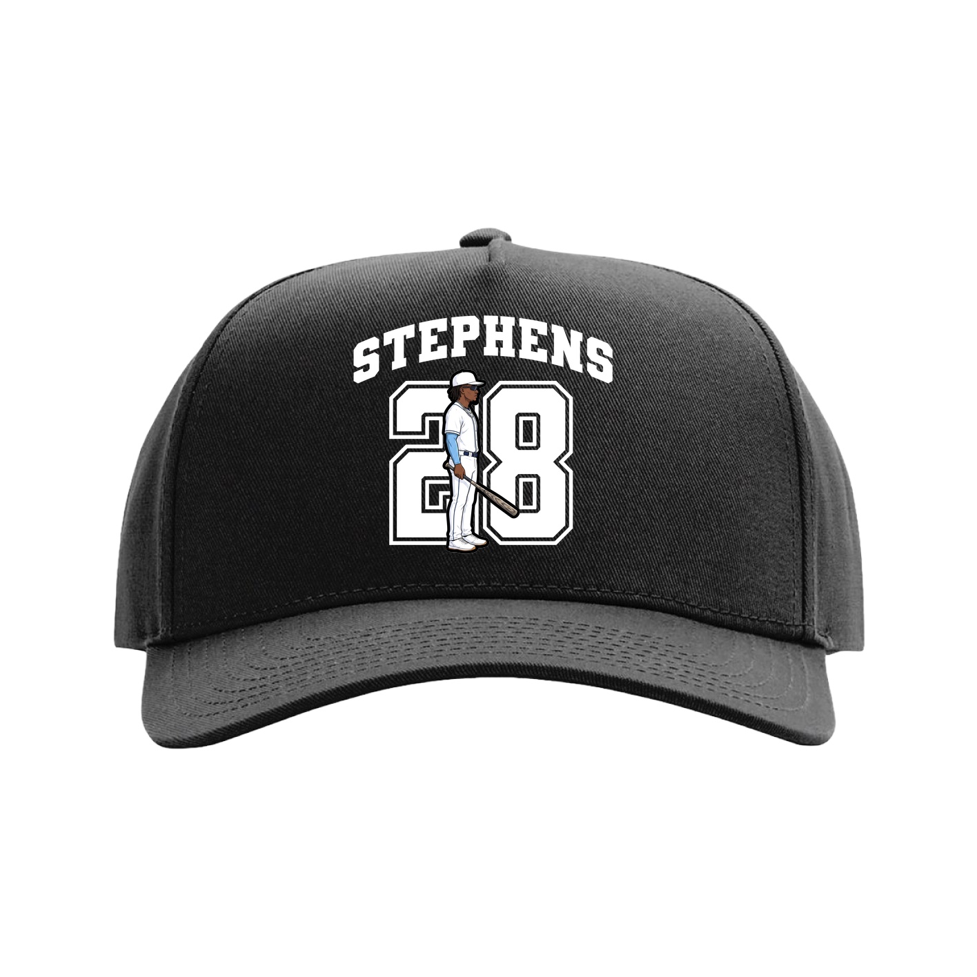 Full Fabric Five-Panel Champ Cap — Number in Black