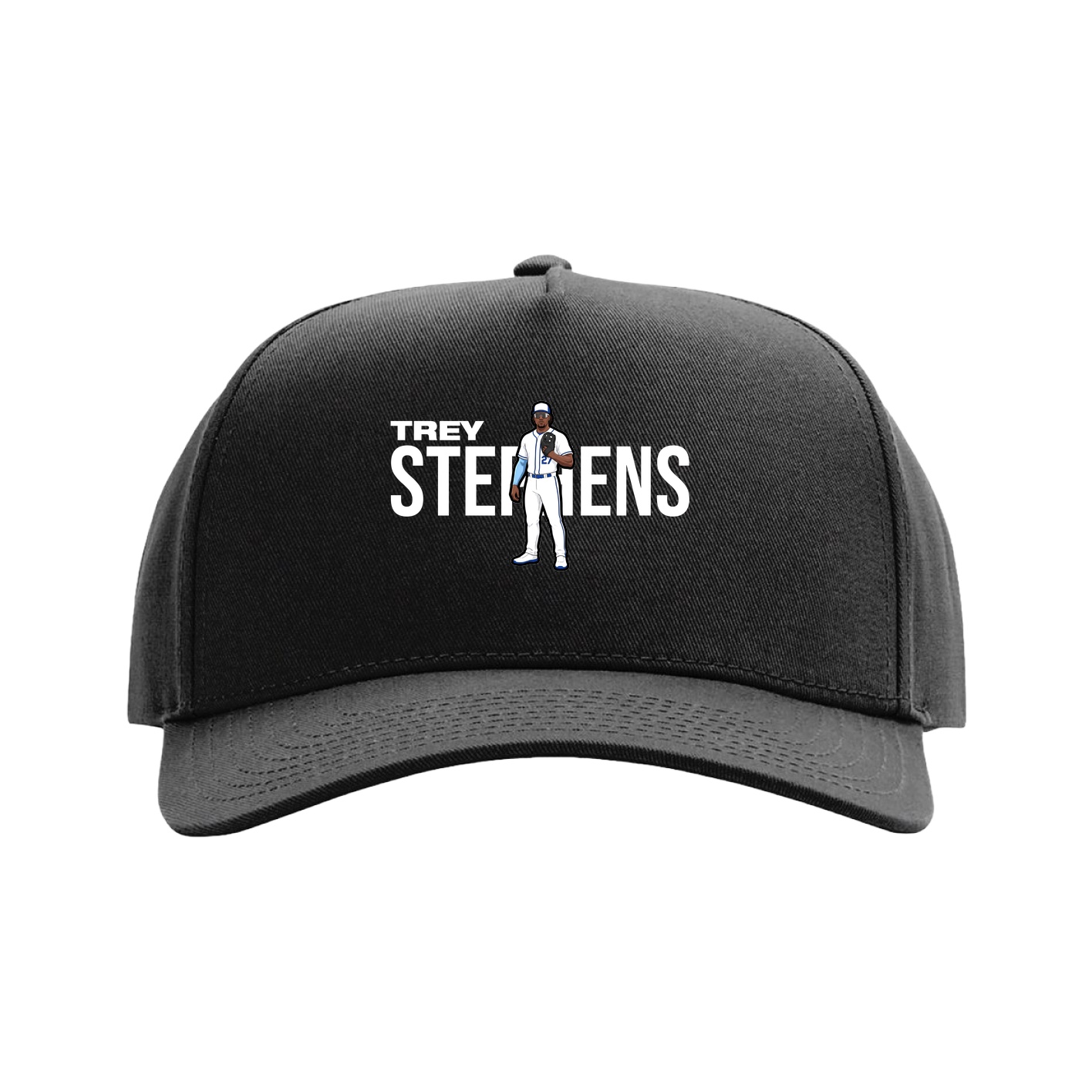 Full Fabric Five-Panel Champ Cap — Player Name in Black