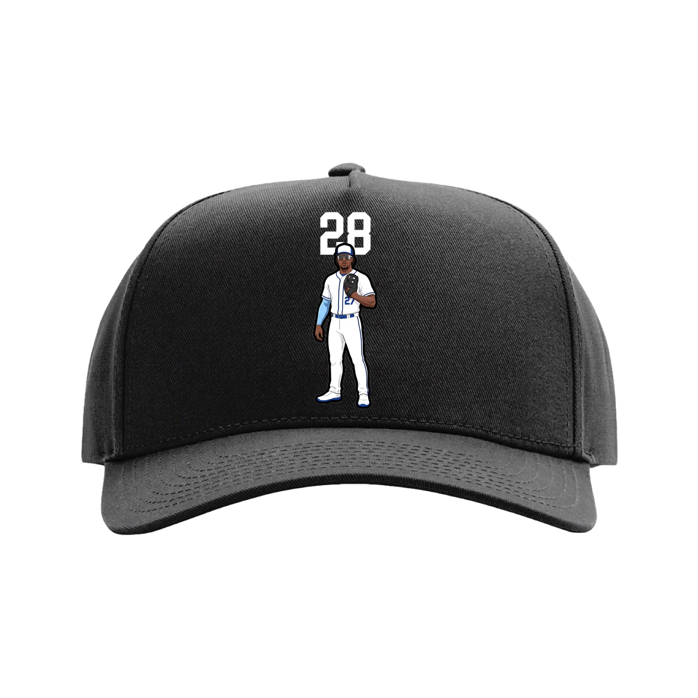 Full Fabric Five-Panel Champ Cap — Number Top in Black