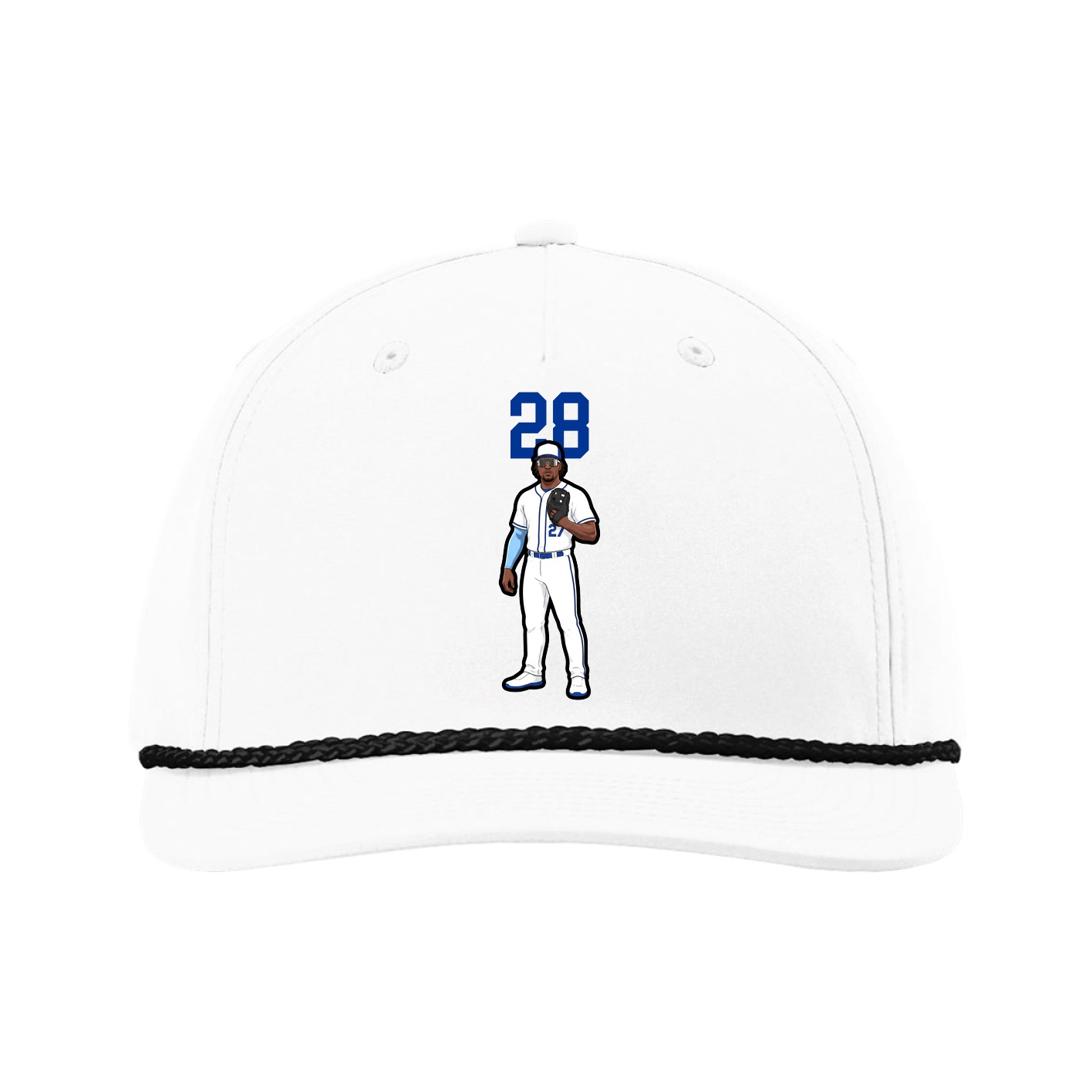 Five-Panel Classic Rope Cap — Number Top in White