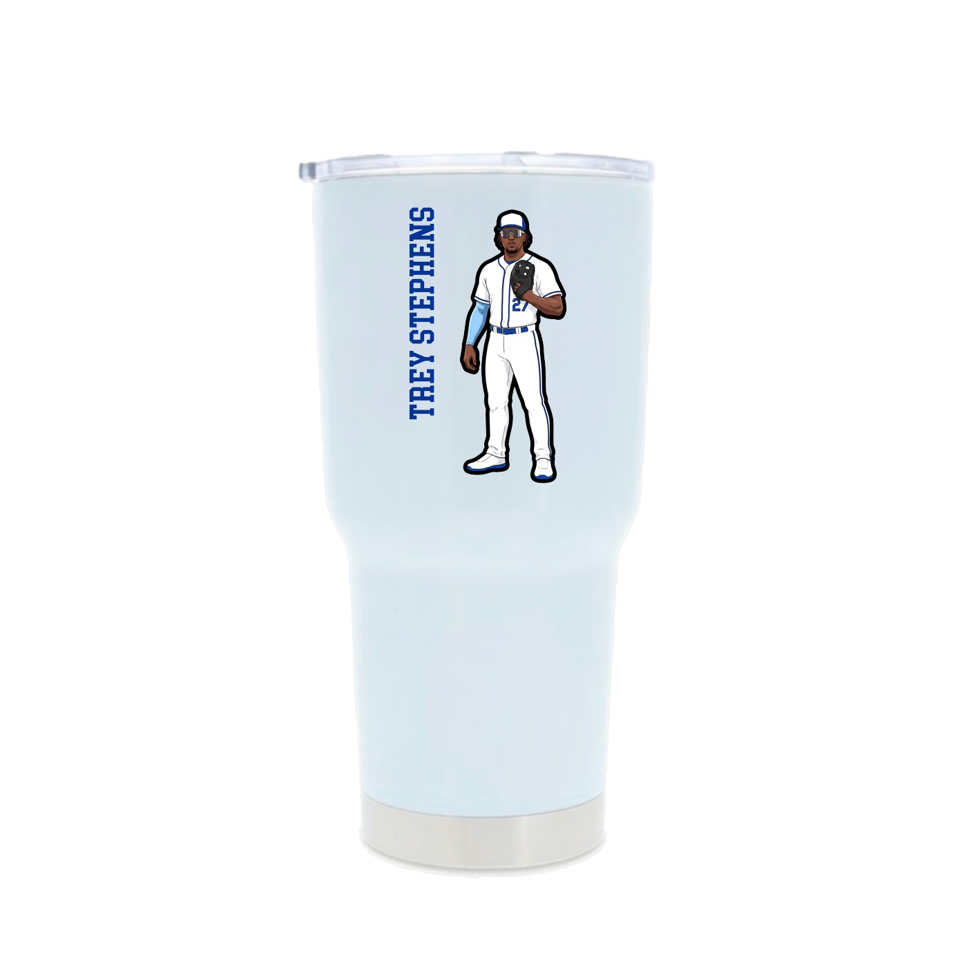 30oz Stainless Steel Tumbler — Name Vertical in White