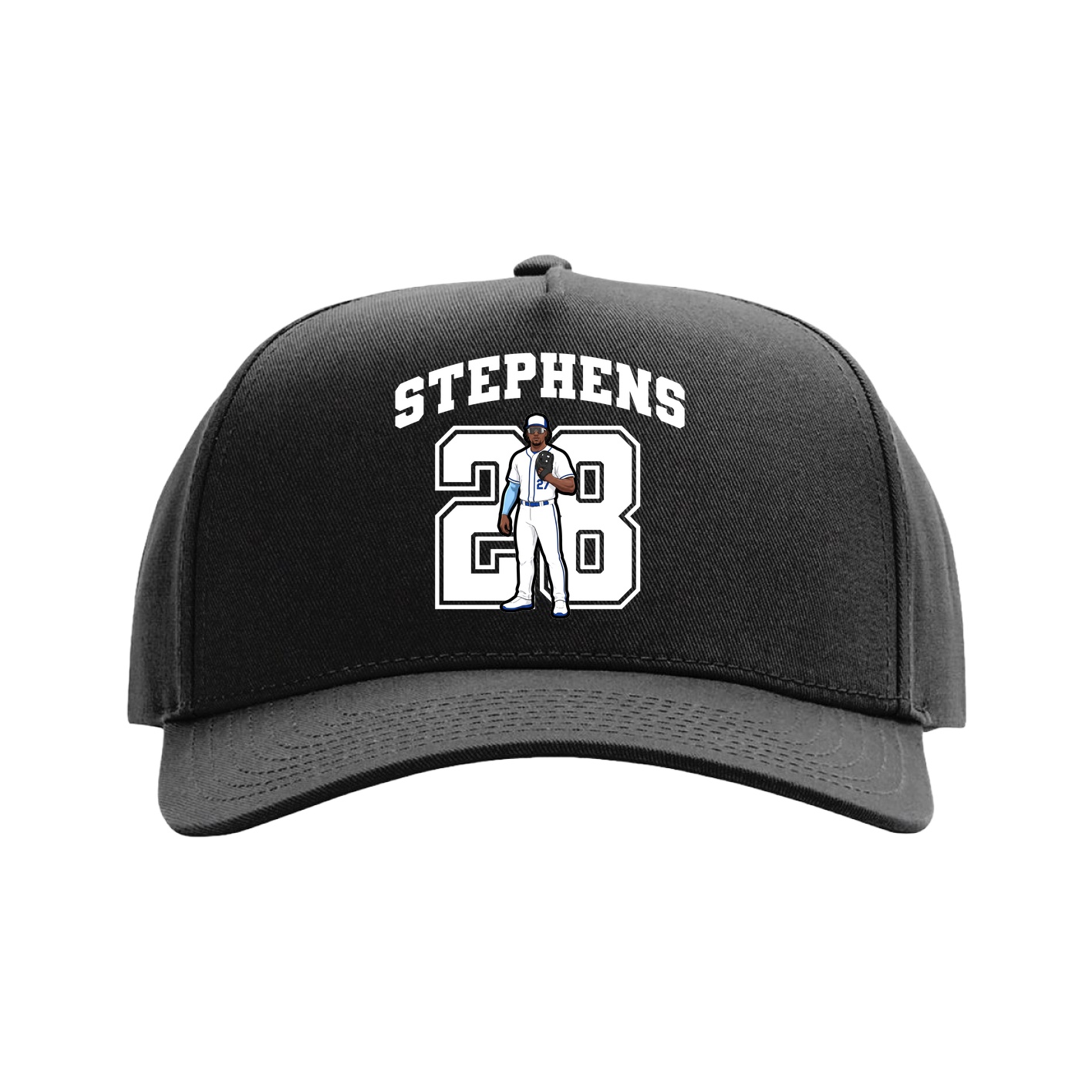 Full Fabric Five-Panel Champ Cap — Number in Black