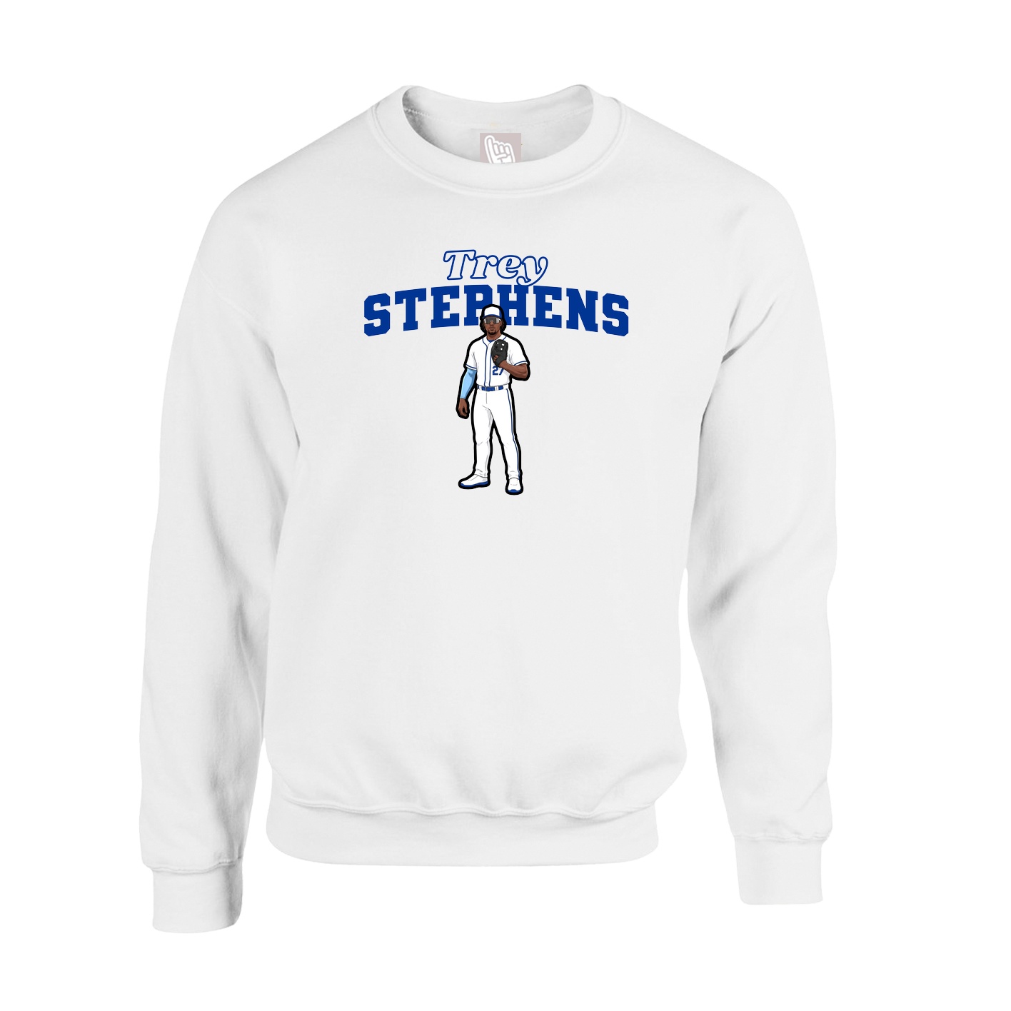 Fleece Crew — Name Arch in White