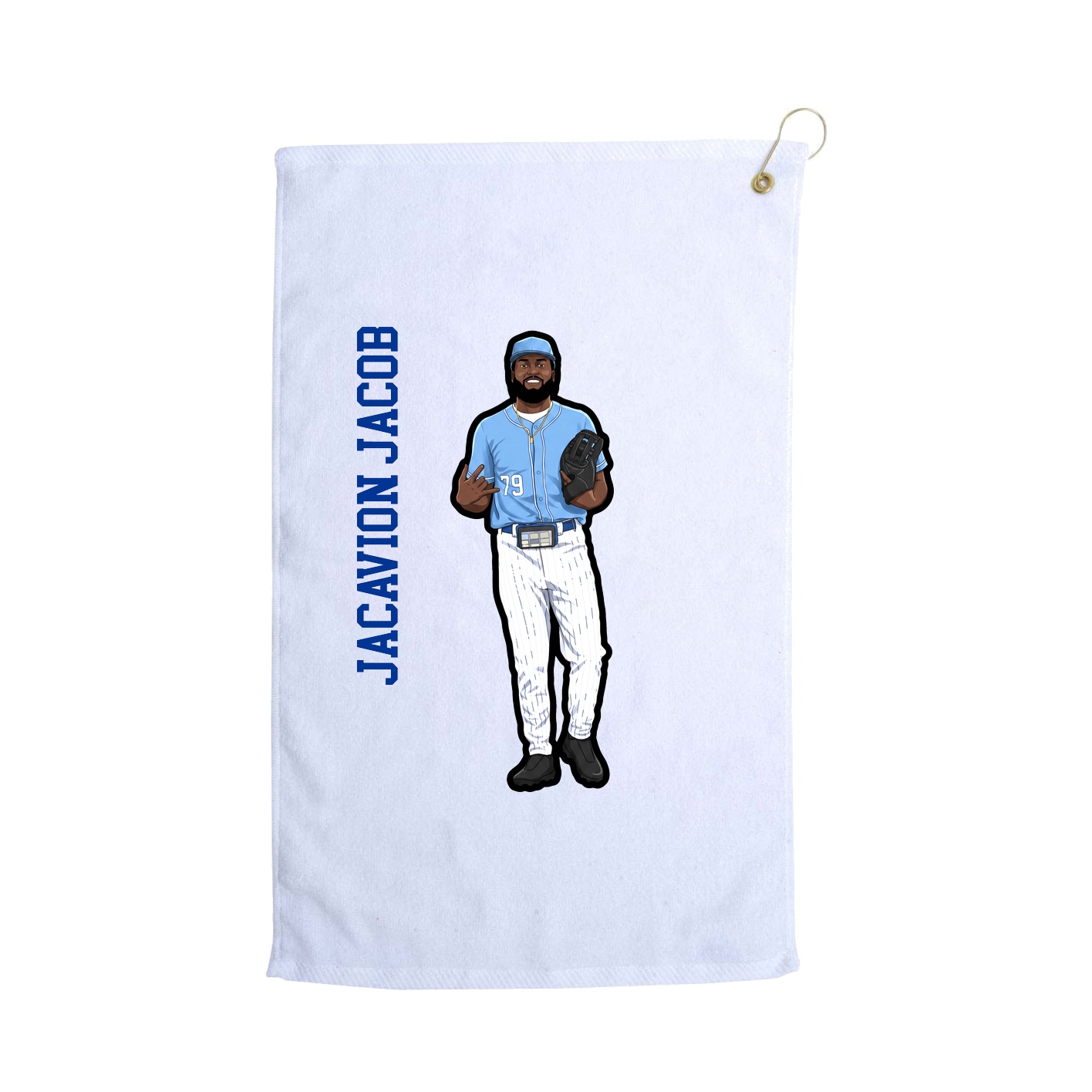 Golf Towel — Name Vertical in White