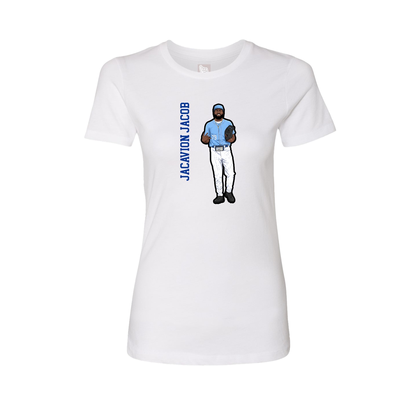 Fitted Women's Tee — Name Vertical in White