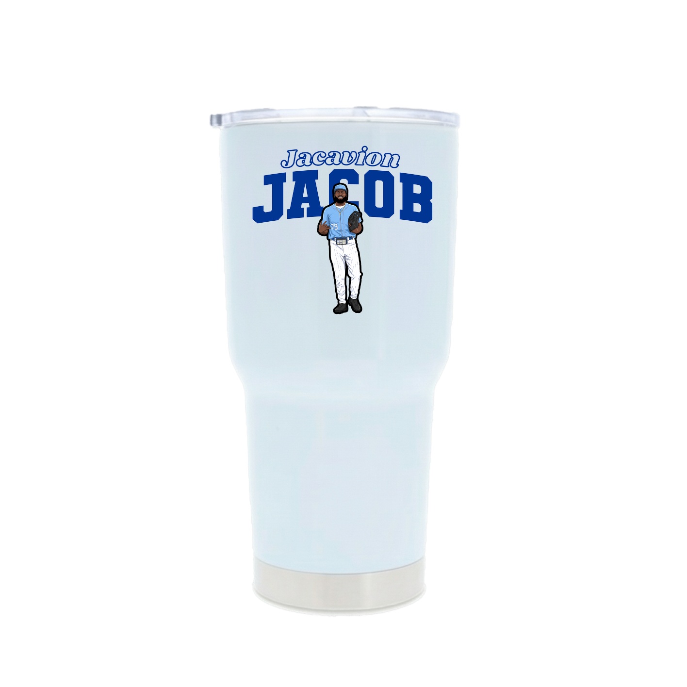 30oz Stainless Steel Tumbler — Name Arch in White