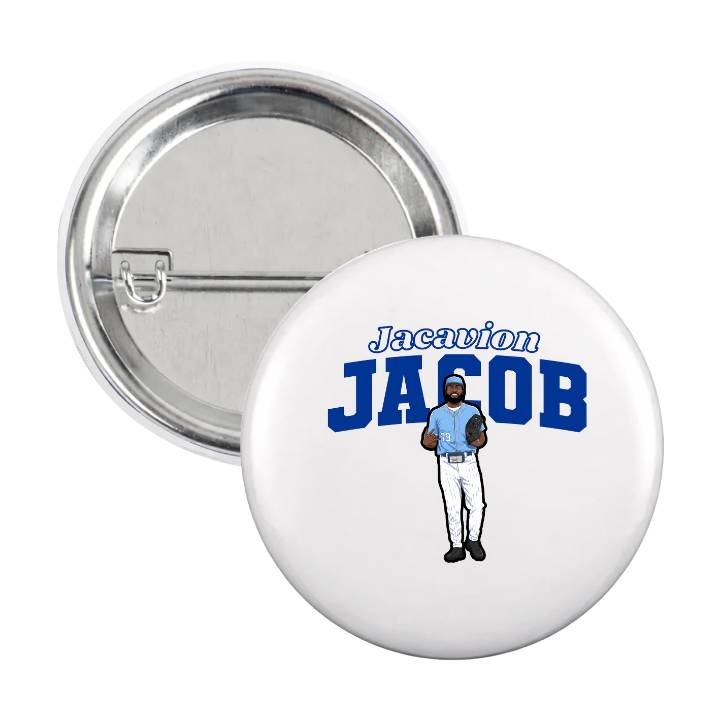 Game Day Button — Name Arch in White
