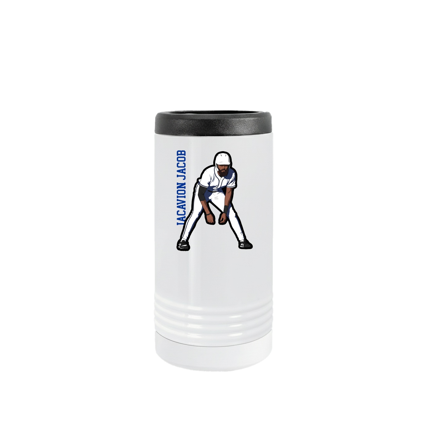 Slim Beverage Holder — Name Vertical in White